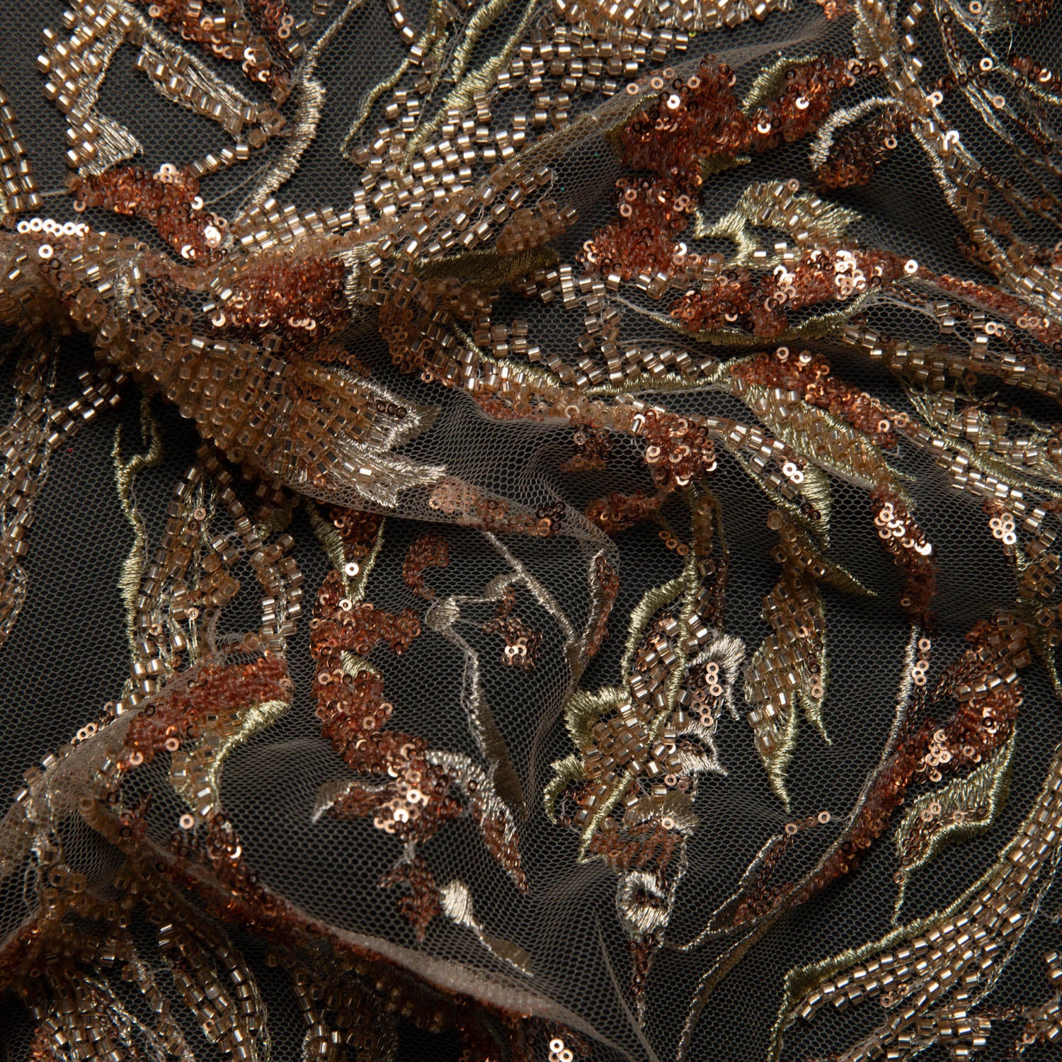 Tulle Lace Fabric Embroidered with Sequins and Beautiful Pattern 52" Wide | Exquisite Fabric