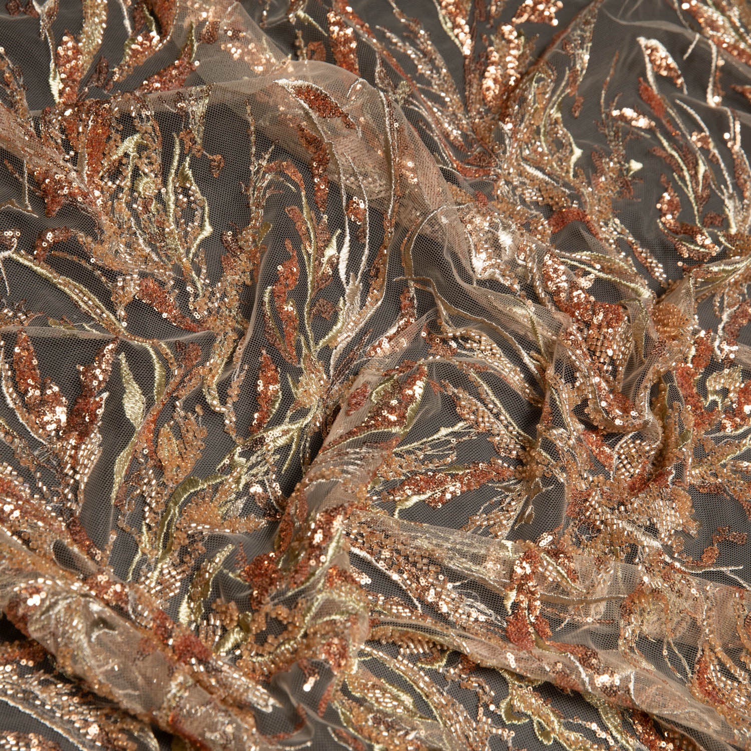 Tulle Lace Fabric Embroidered with Sequins and Beautiful Pattern 52" Wide | Exquisite Fabric