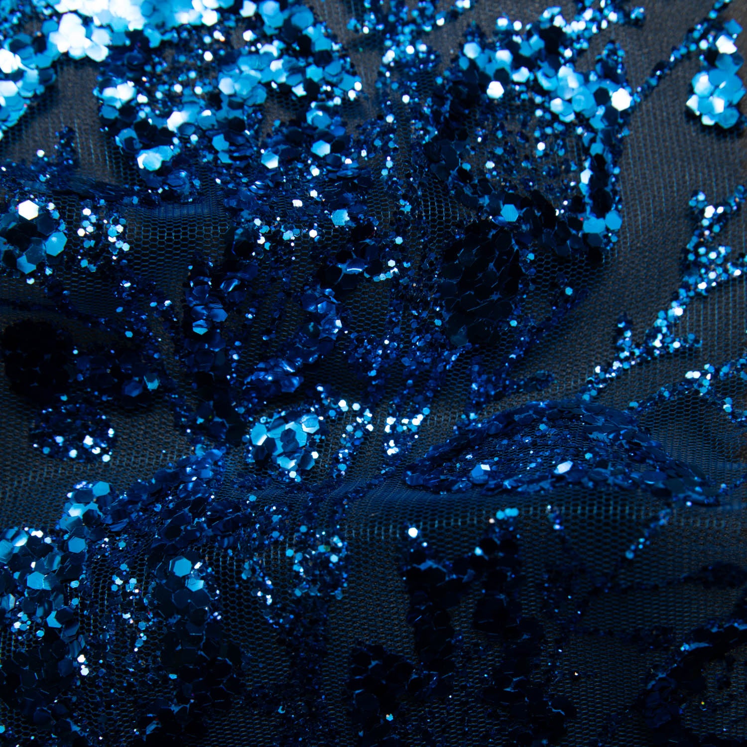 Tulle Lace Fabric with Glitter and Floral Pattern 58" Wide | Exquisite Fabric