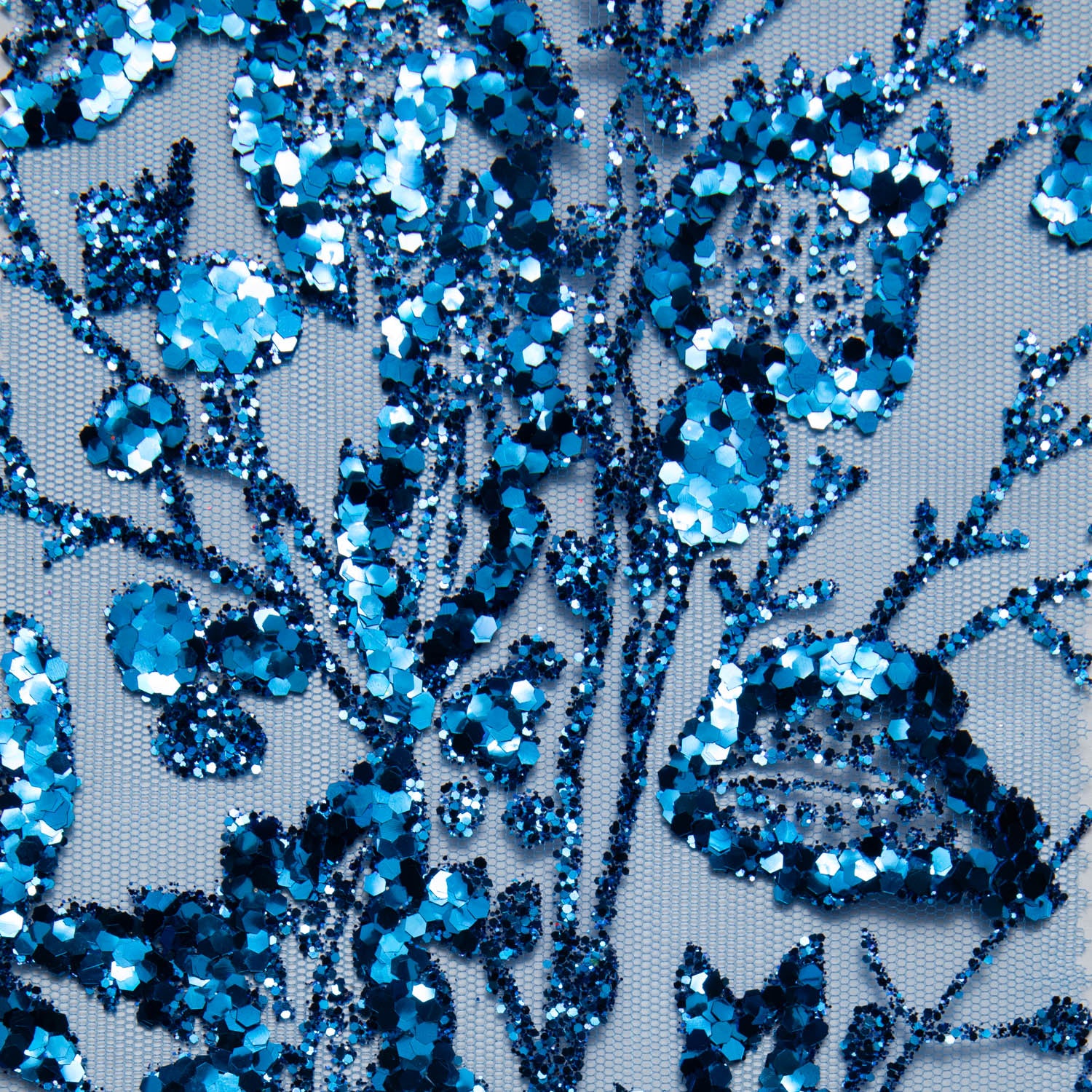 Tulle Lace Fabric with Glitter and Floral Pattern 58" Wide | Exquisite Fabric