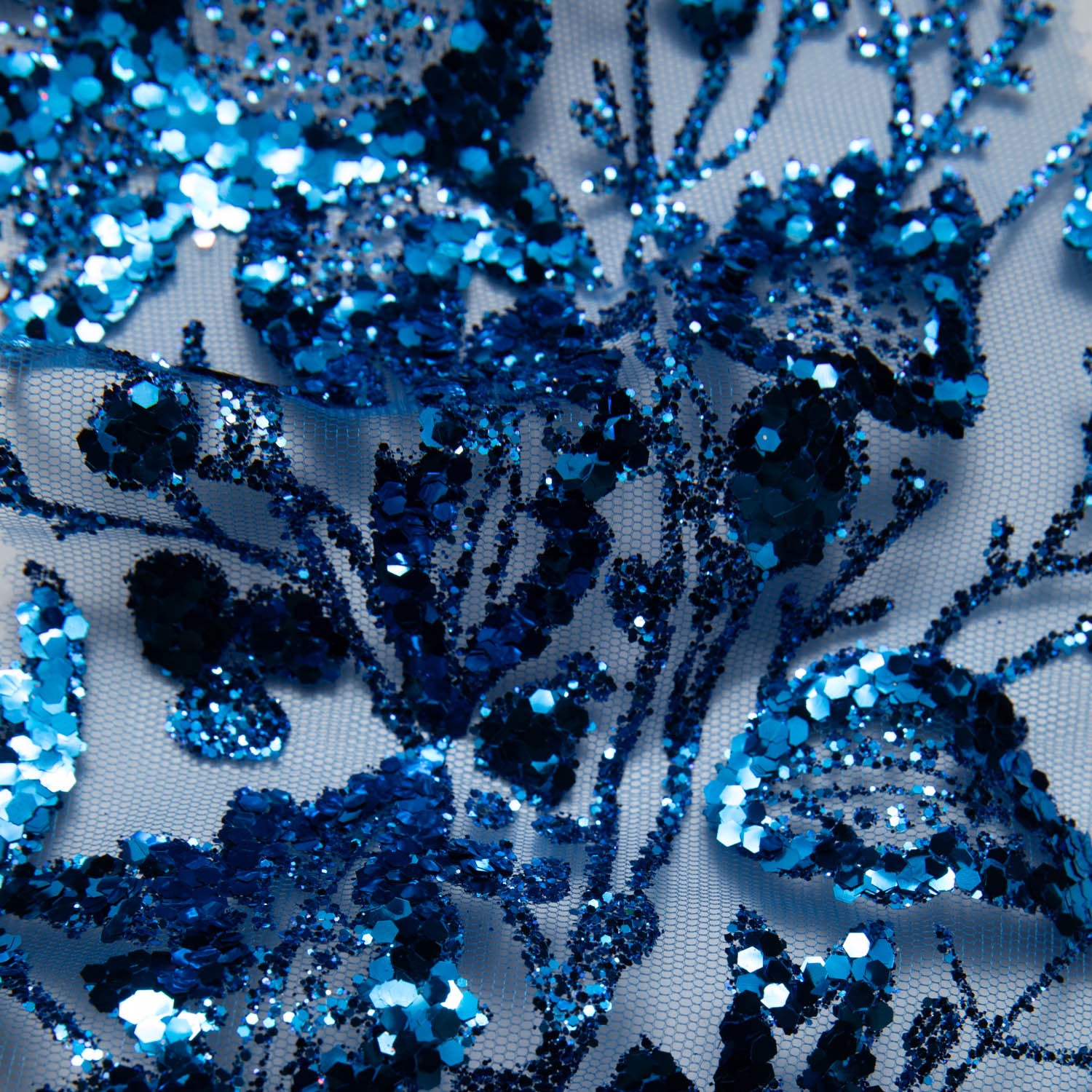 Tulle Lace Fabric with Glitter and Floral Pattern 58" Wide | Exquisite Fabric
