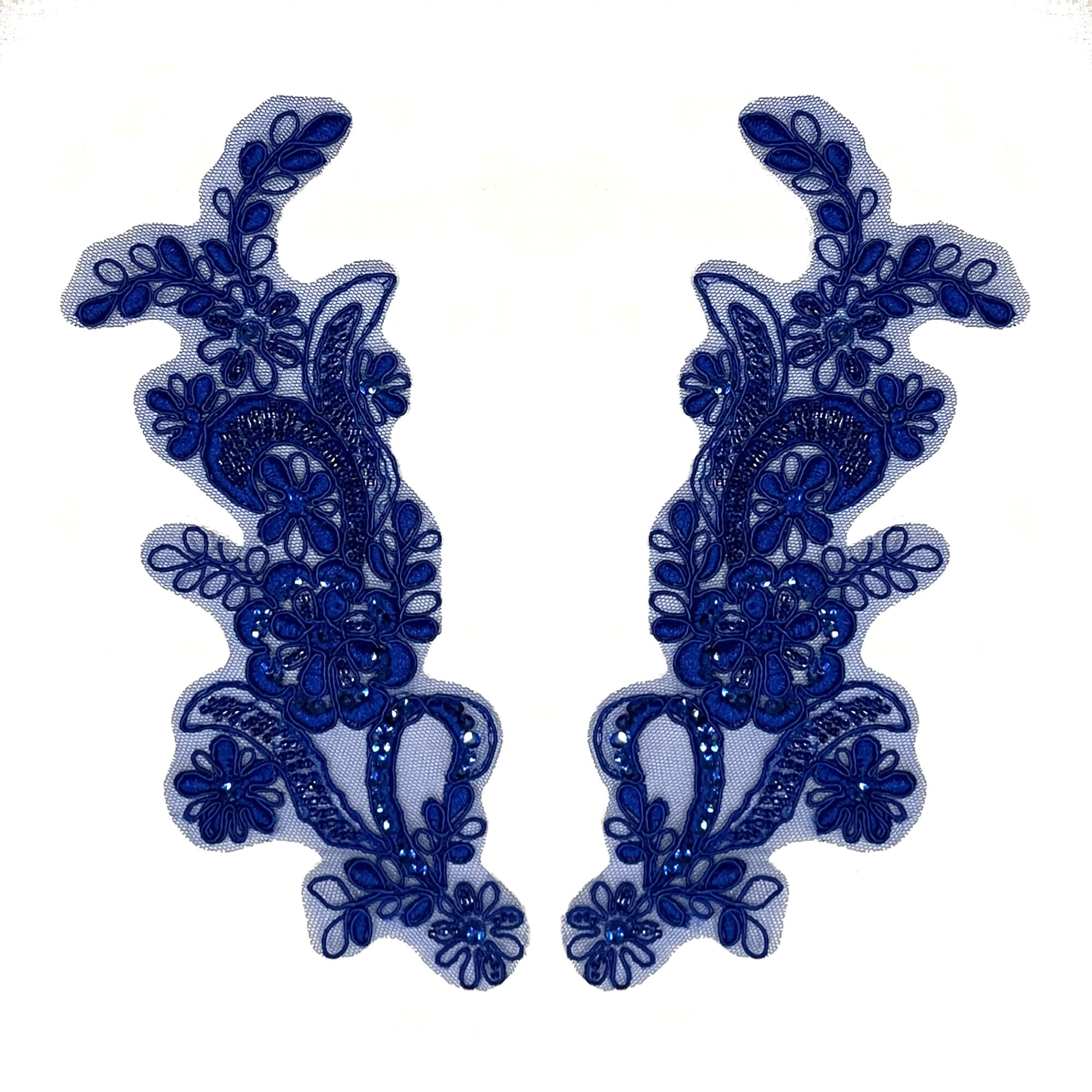 Beaded & Corded Floral Lace Applique Embroidered on 100% Polyester | Lace USA - KZ-67