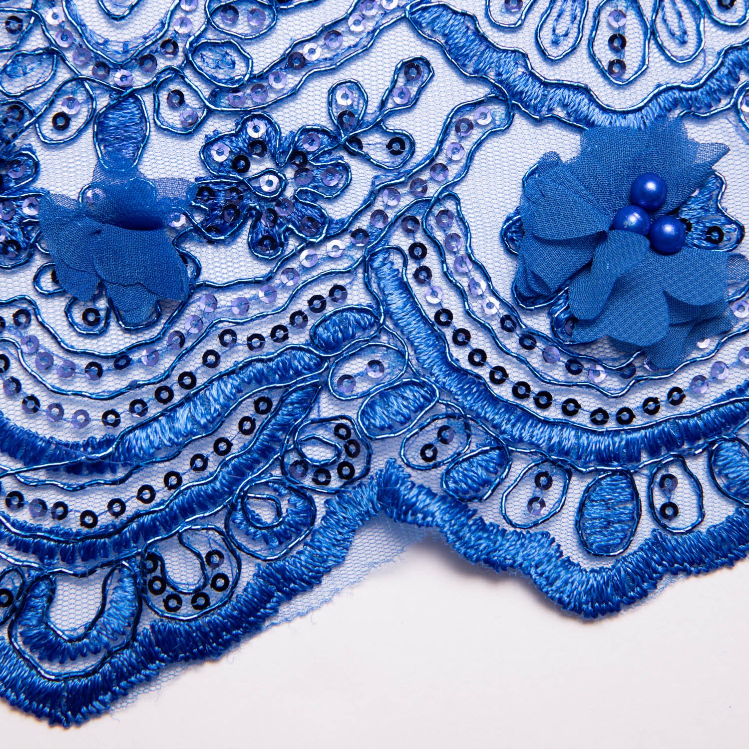 Tulle Lace Fabric Embroidered with Applique and Intricate 3D Pattern 52" Wide | Exquisite Fabric