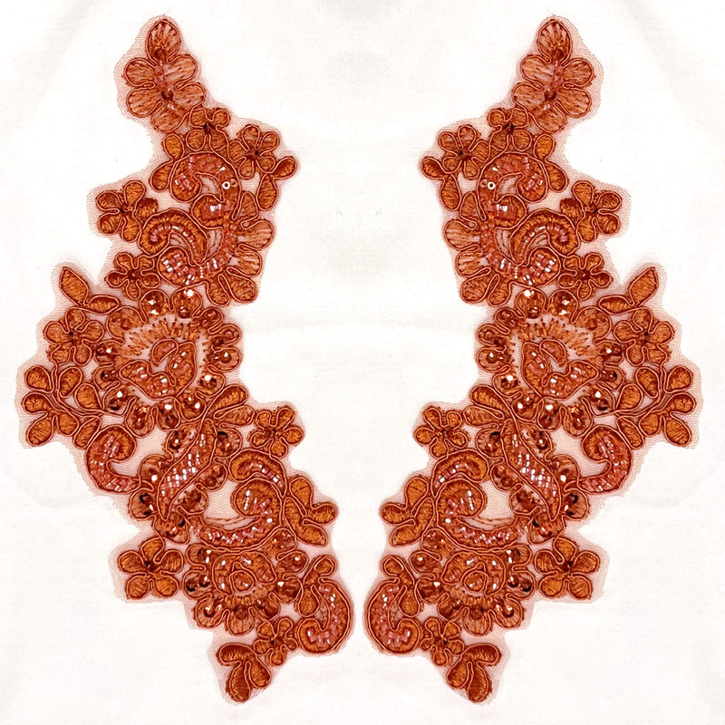 Beaded & Corded Floral Lace Applique Embroidered on 100% Polyester | Lace USA - KZ-25-HB