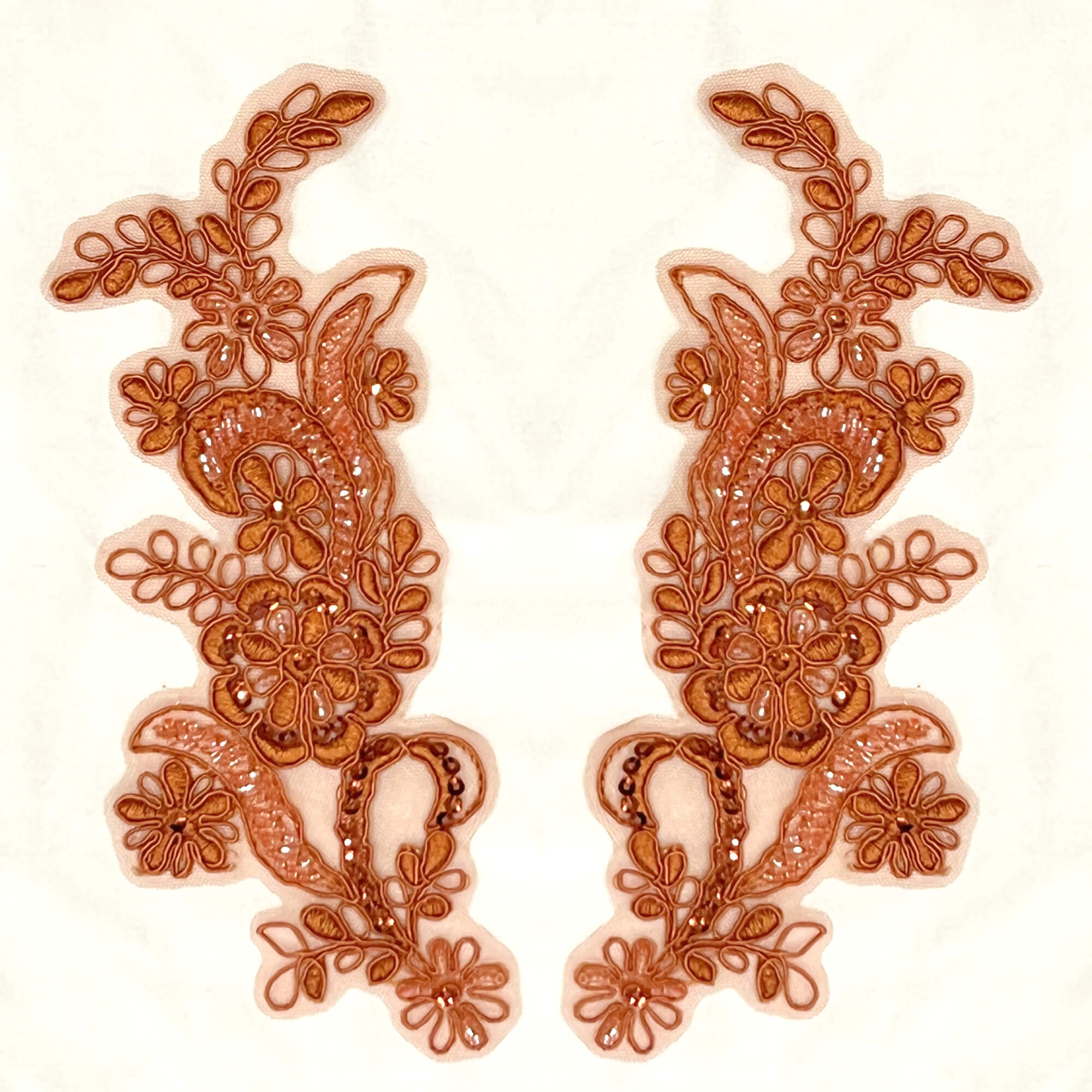 Beaded & Corded Floral Lace Applique Embroidered on 100% Polyester | Lace USA - KZ-67