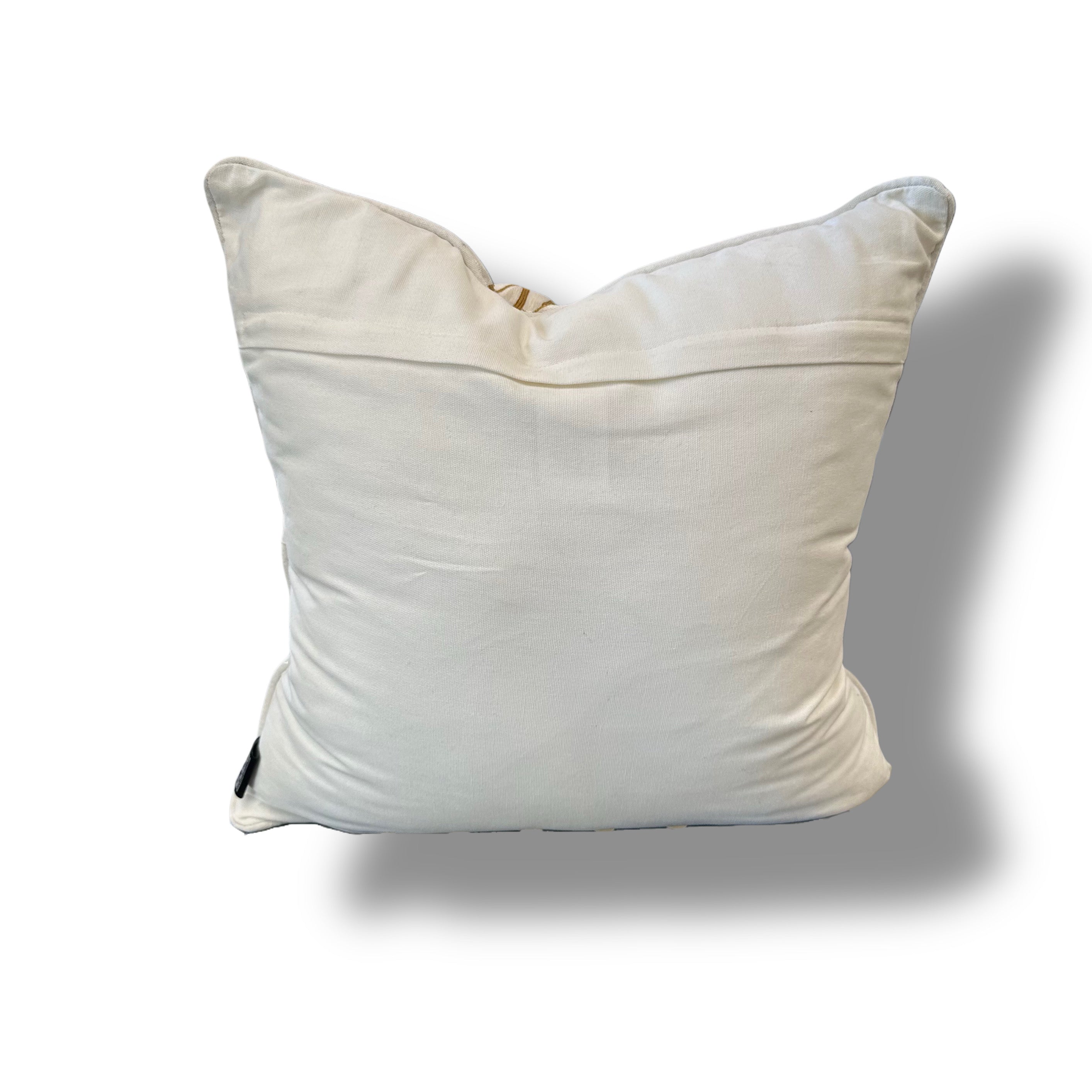 White Throw Pillow with Ivory and Gold Holographic Embroidered Stitching - SEV006.