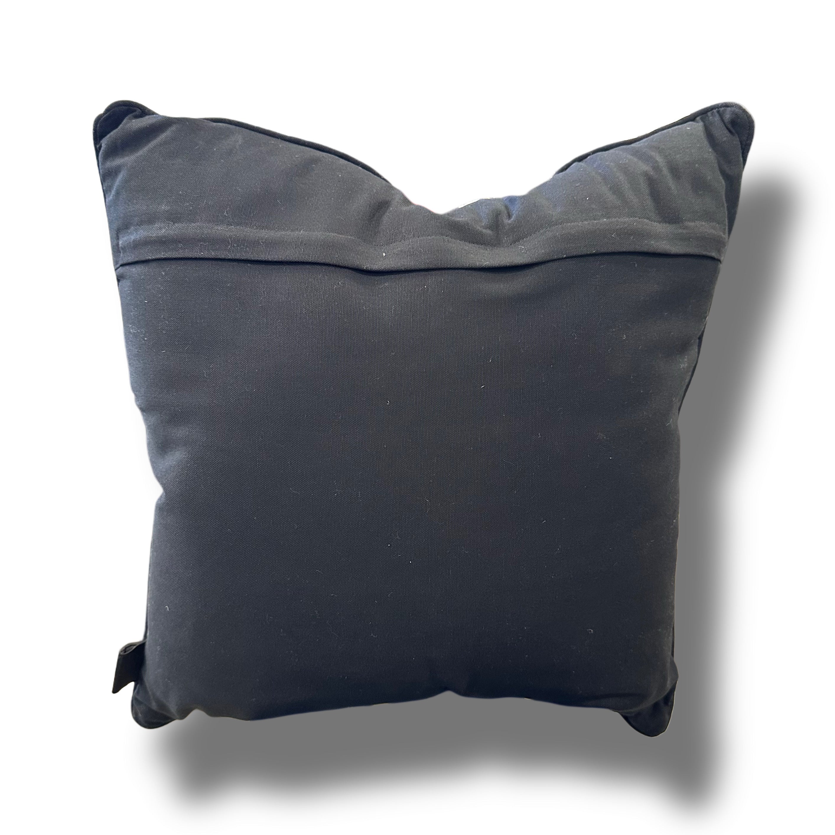 Black Velvet Throw Pillow with Bronze, Black, Beige, Ivory & Mustard Holographic Geometric Embroidery - SEV003.