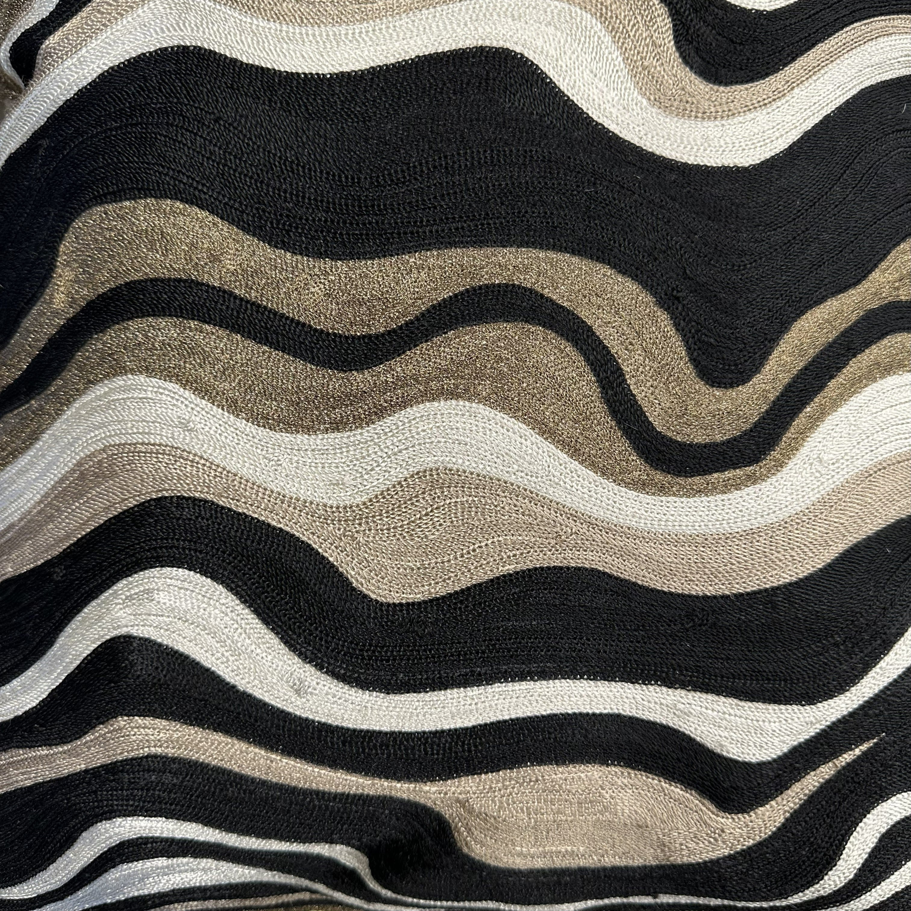 Black Velvet Throw Pillow with Bronze, Black, Beige & Ivory Abstract Embroidery - SEV005.