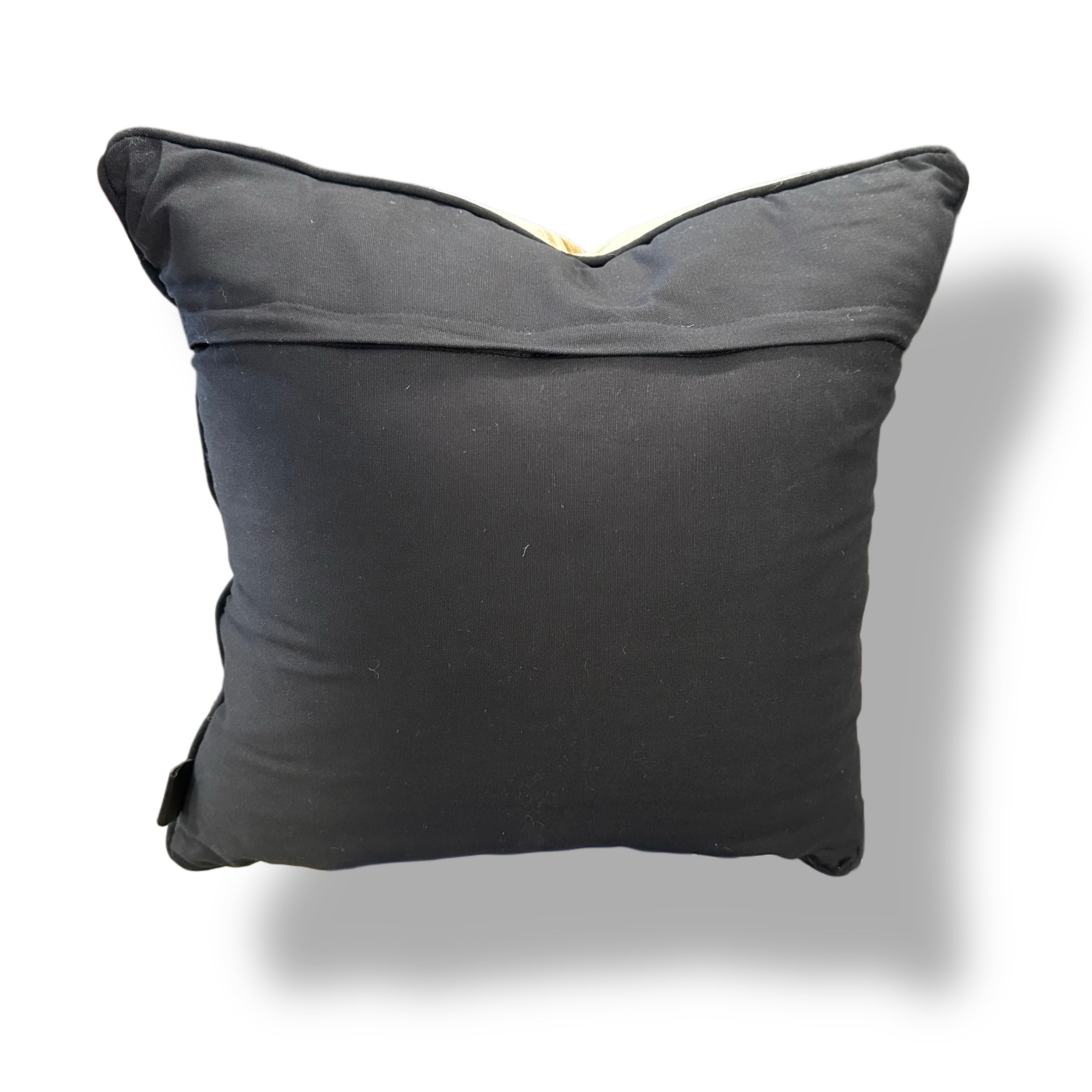 Black Velvet Throw Pillow with Bronze, Black, Beige & Ivory Abstract Embroidery - SEV005.