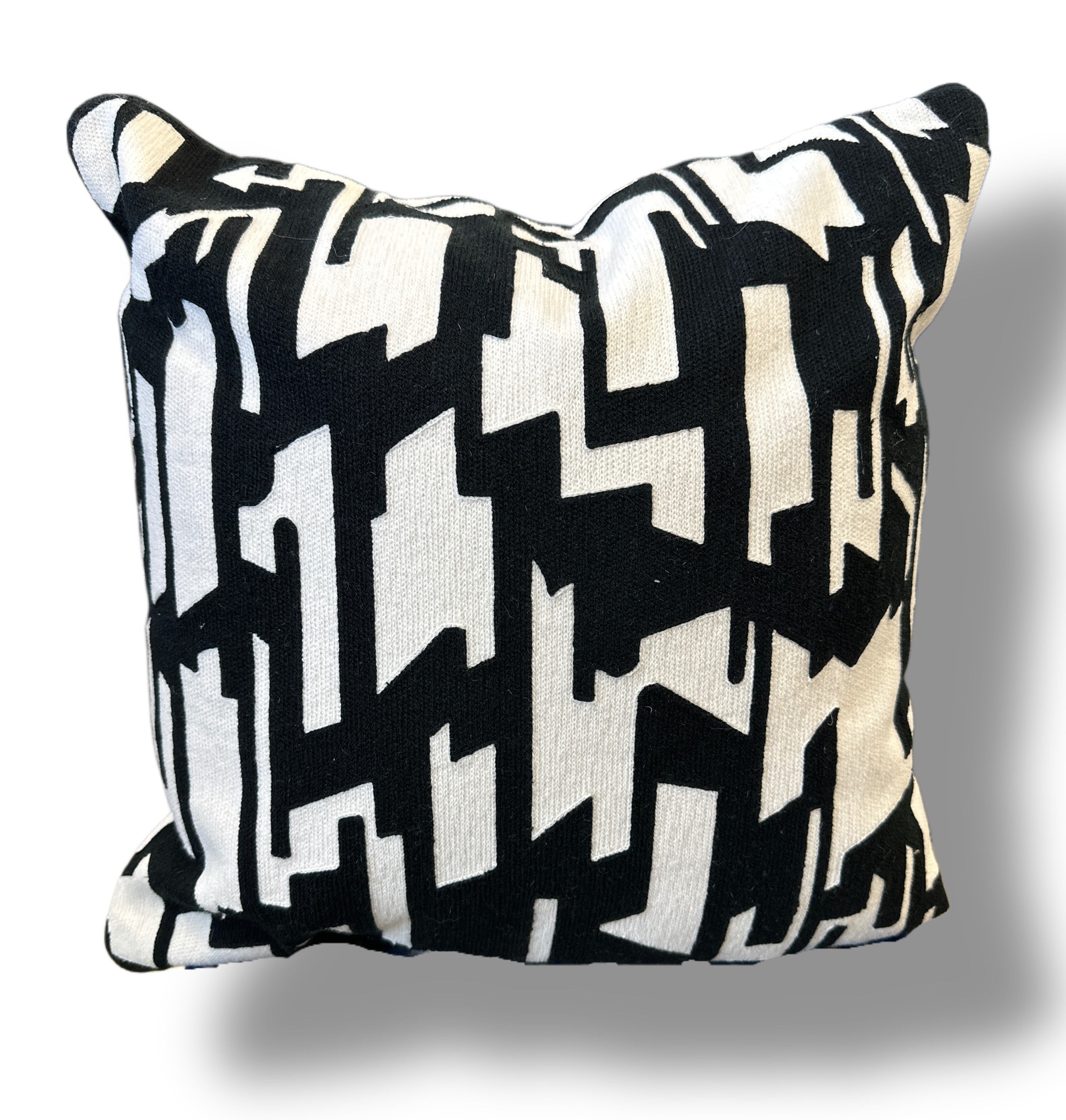 Black Velvet Pillow Featuring Beige Abstract Geometric Embroidery - SEV007.
