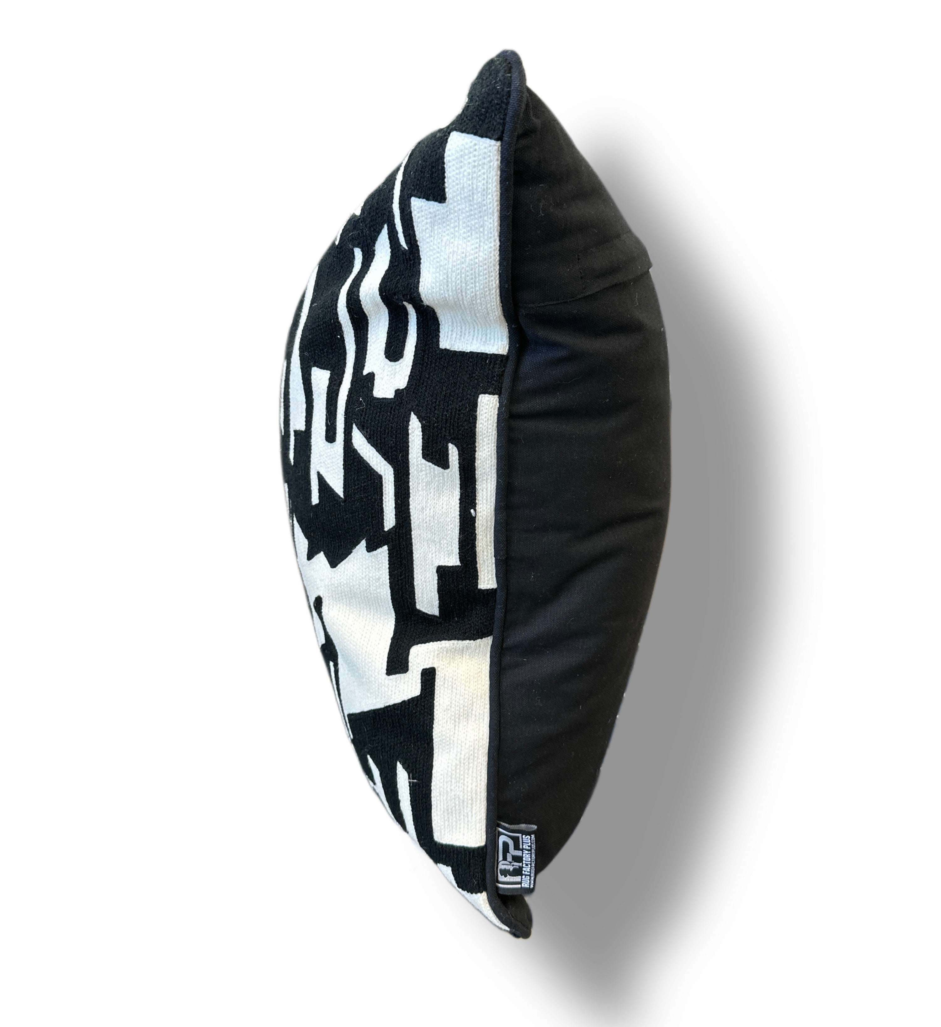 Black Velvet Pillow Featuring Beige Abstract Geometric Embroidery - SEV007.