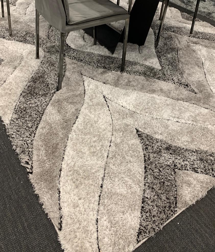 Touch of Red/Silver/Yellow Shag Area Rugs/Carpets | Style# SR-721 - Crafted from 100% Polyester, Plush Fluffy Shine 3D Geometric Design
