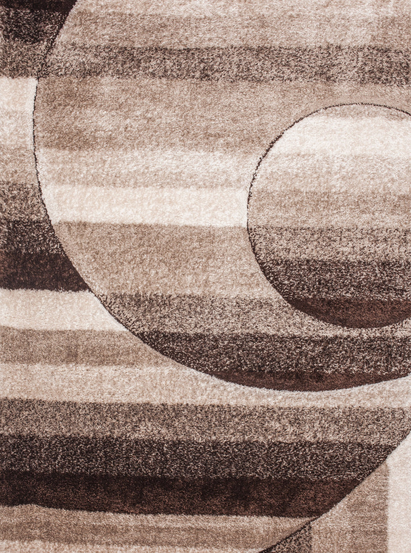 Earth Tones/Brown/Beige Shag Area Rug/Carpet | Style# SR-723 - Crafted from 100% Polyester, Plush Fluffy Shine 3D Geometric Design