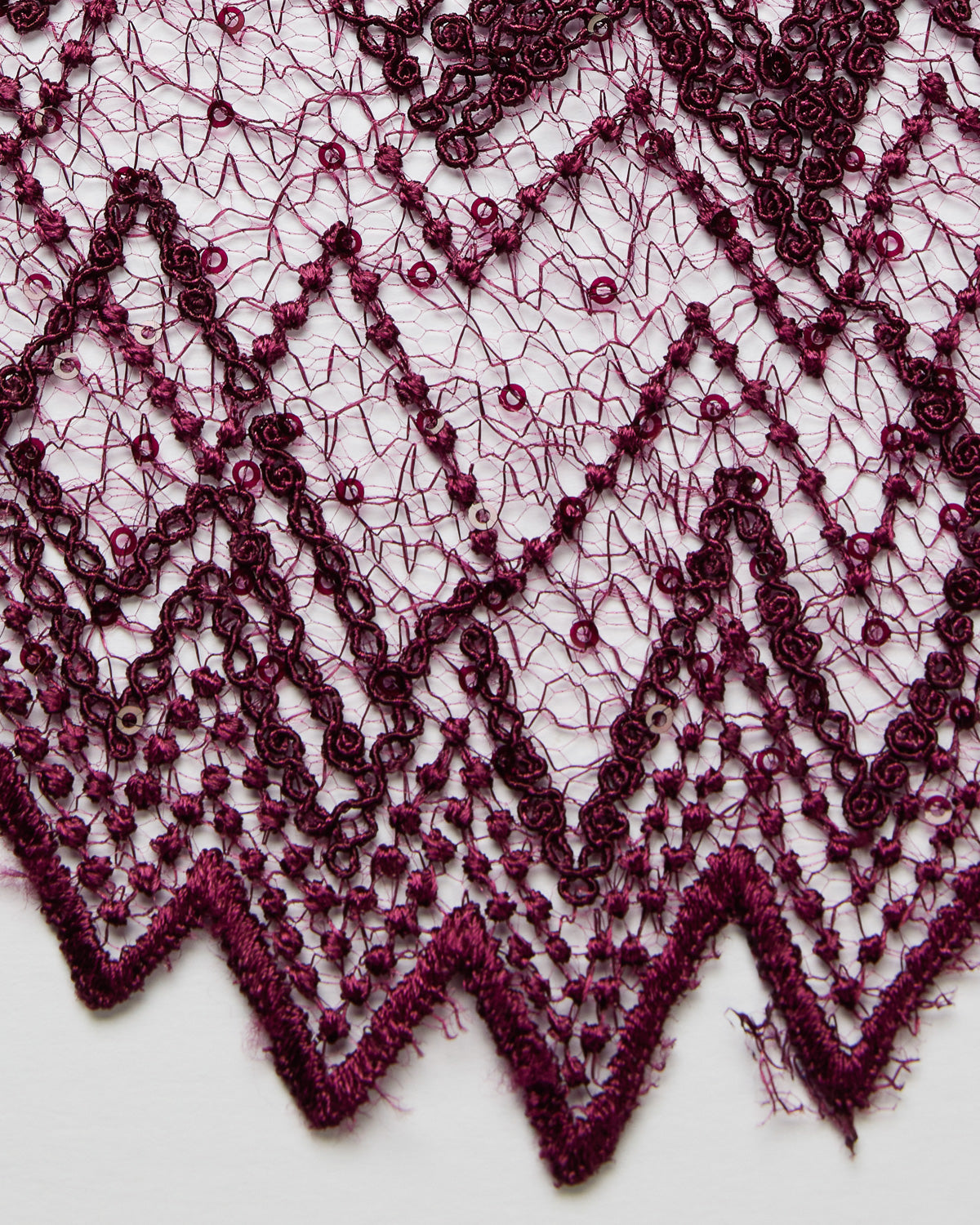 SUSEMI TULLE METALLIC EMB W/SQ 100% POLYESTER 50/52" Burgundy - Exquisite Fabrics