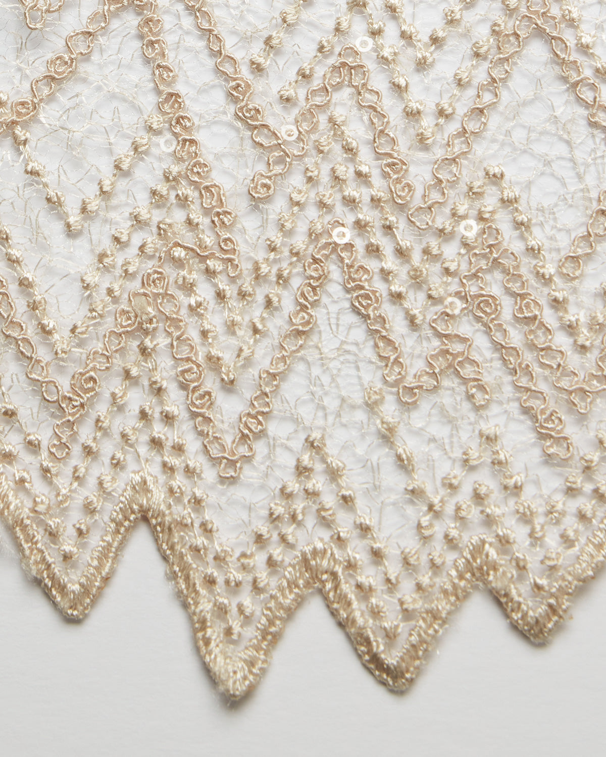 SUSEMI TULLE METALLIC EMB W/SQ 100% POLYESTER 50/52" Champagne Fabric