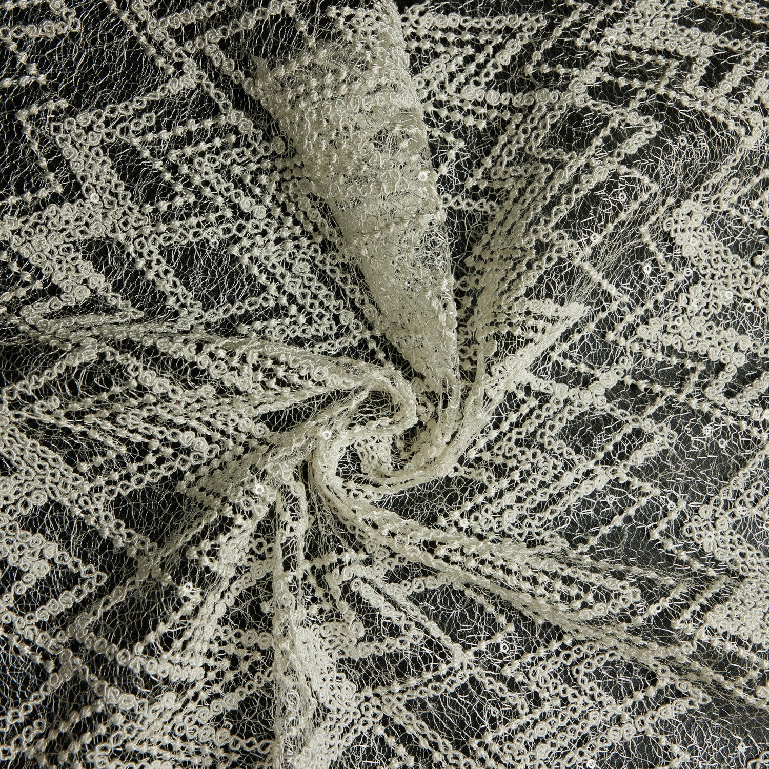 SUSEMI TULLE METALLIC EMB W/SQ 100% POLYESTER 50/52" - Exquisite Fabrics
