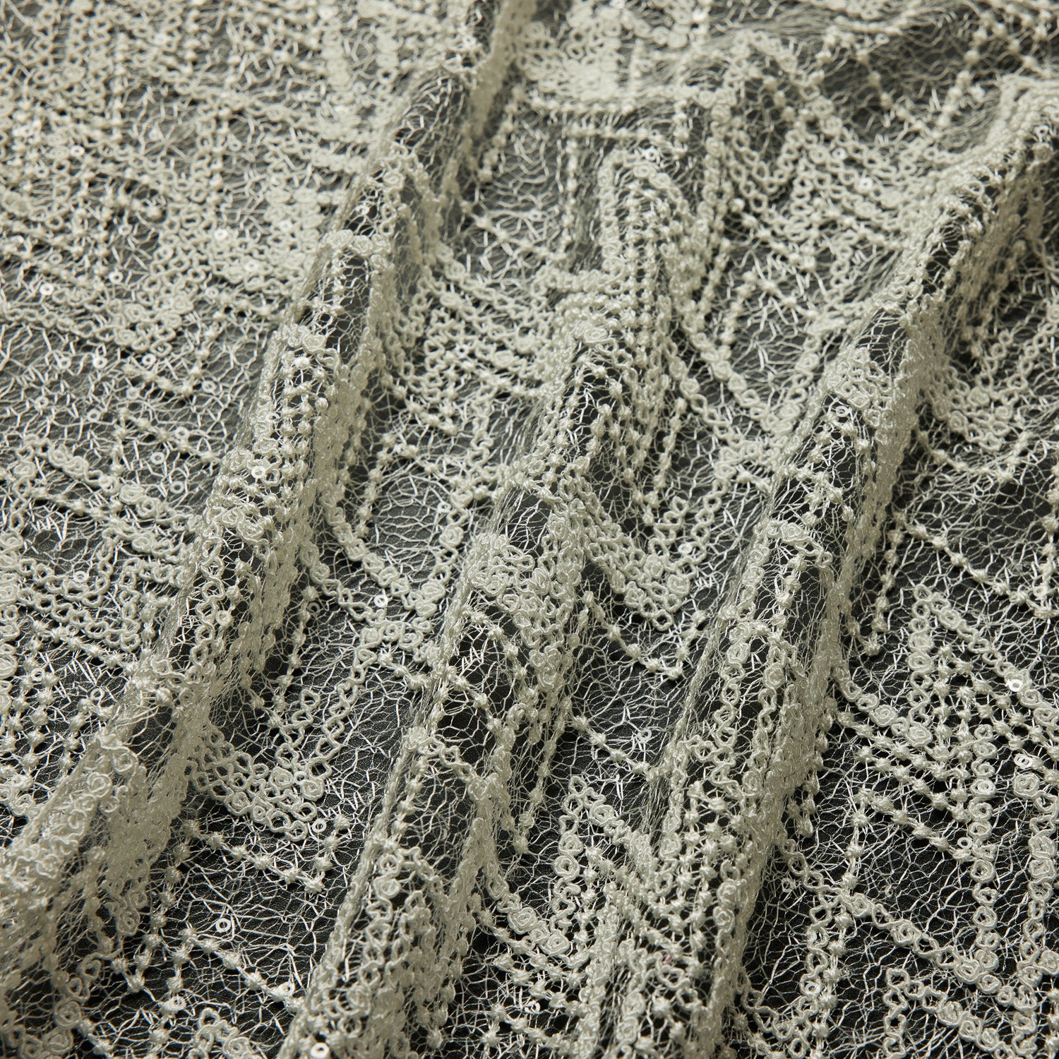 SUSEMI TULLE METALLIC EMB W/SQ 100% POLYESTER 50/52" IVORY FABRIC - Exquisite Fabrics