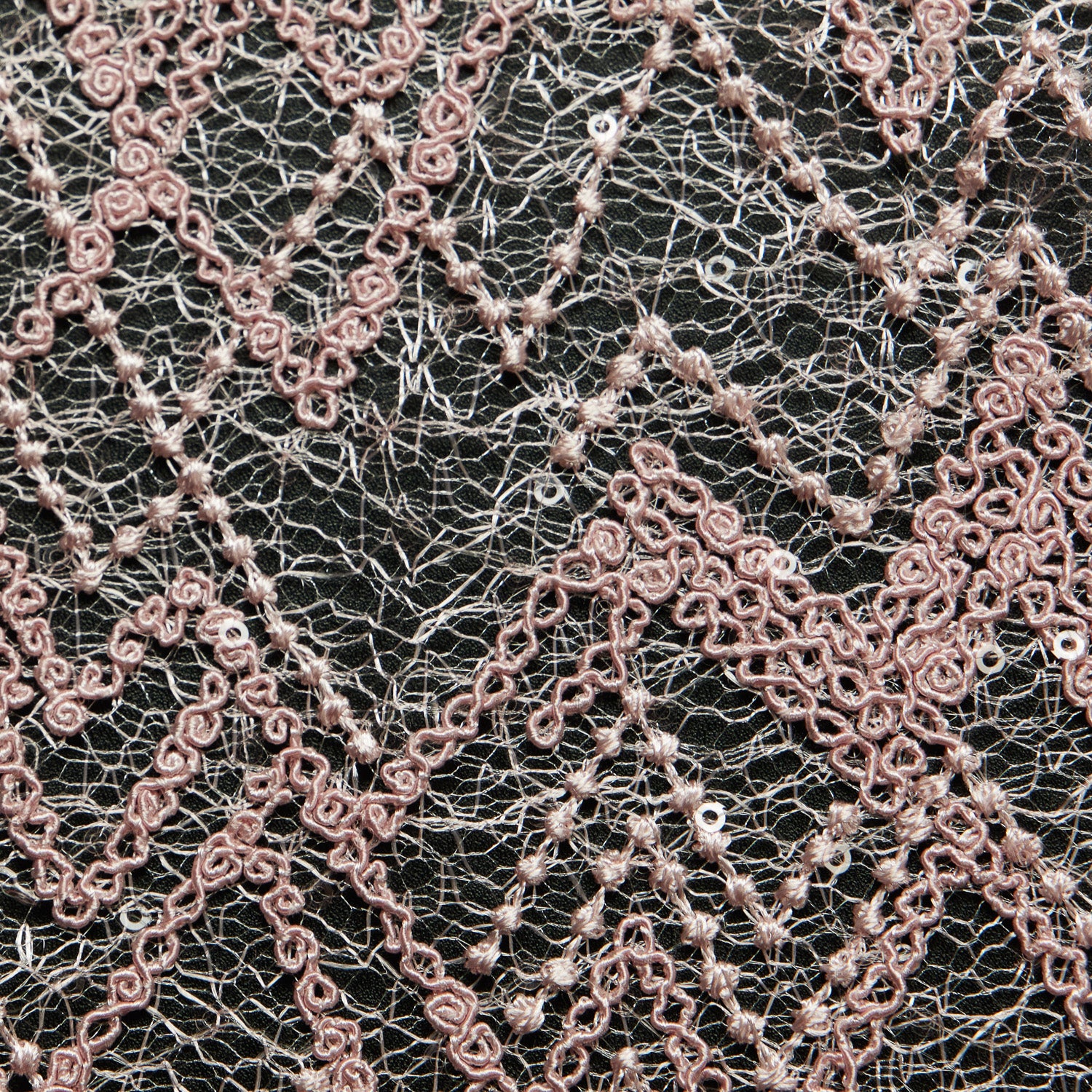 SUSEMI TULLE METALLIC EMB W/SQ 100% POLYESTER 50/52" PINK FABRIC - Exquisite Fabrics