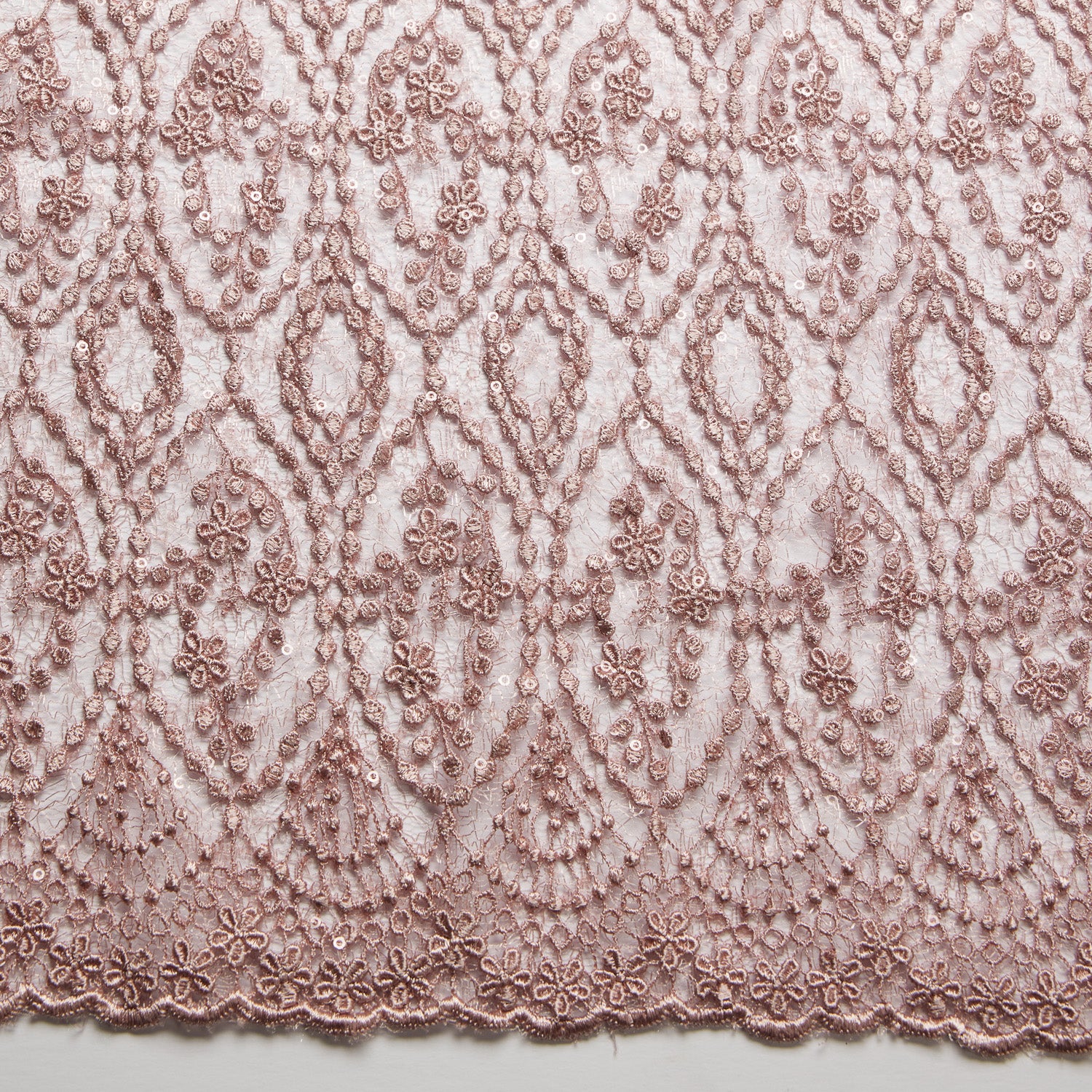 SUSEMI TULLE METTALIC EMB W/SQ 100% POLYESTER  50/52" BLUSH FABRIC - Exquisite Fabric