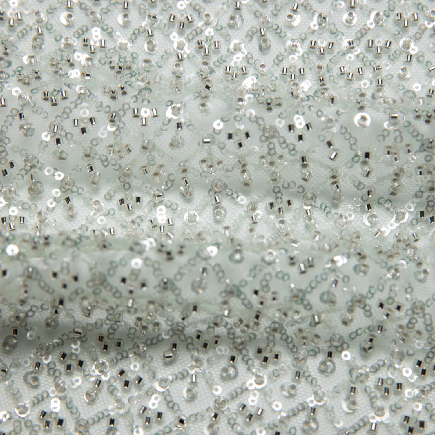 Tulle Lace Fabric Embroidered with Sequins and Exquisite Pattern 52" Wide | Exquisite Fabric