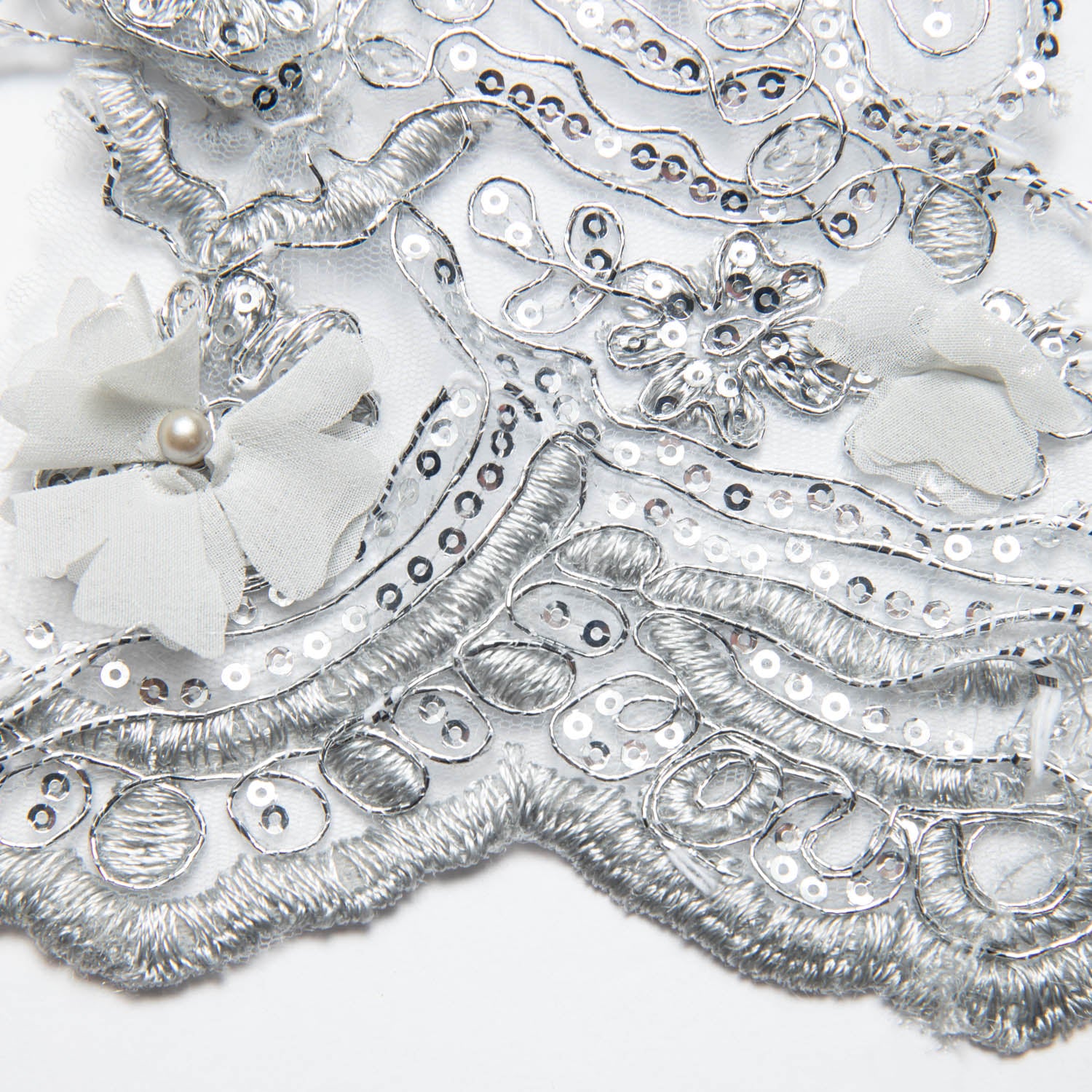 Tulle Lace Fabric Embroidered with Applique and Intricate 3D Pattern 52" Wide | Exquisite Fabric
