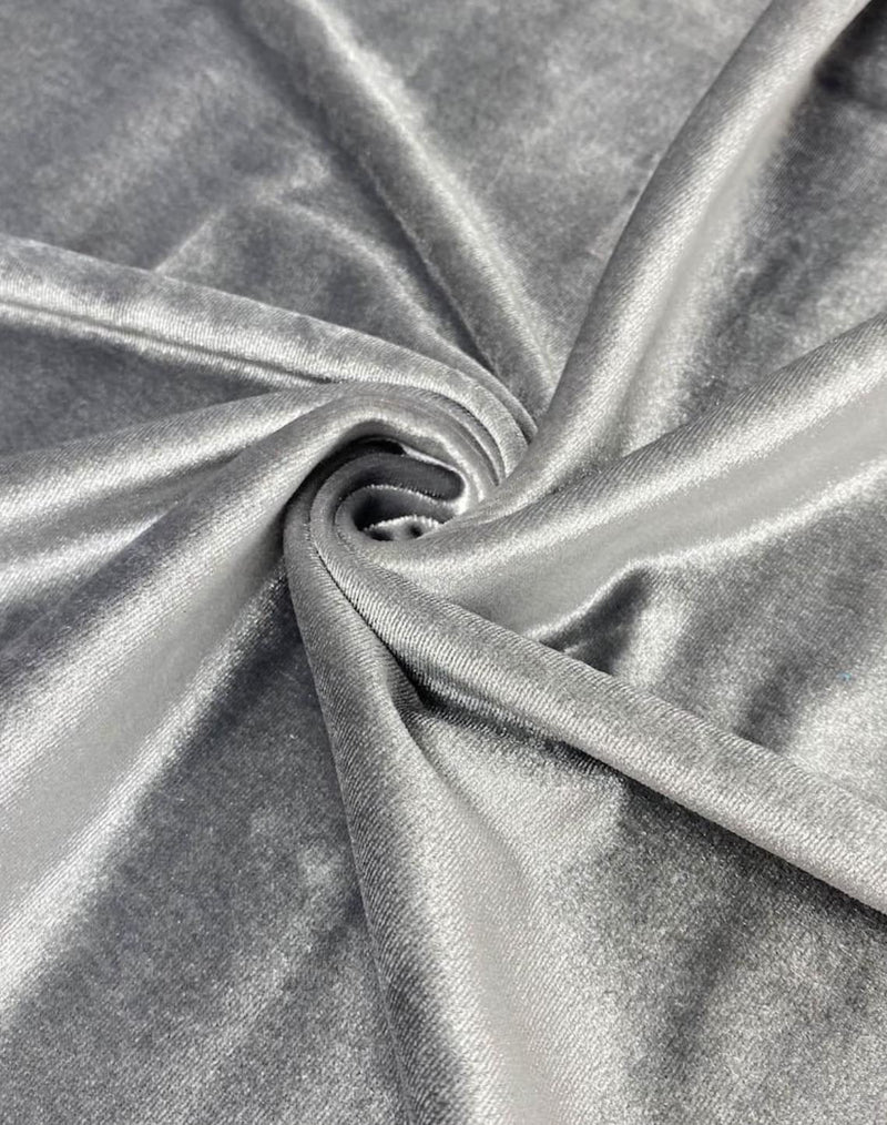 Stretch Velvet Fabric by the Yard – 58/60" Silver Grey | 280gsm