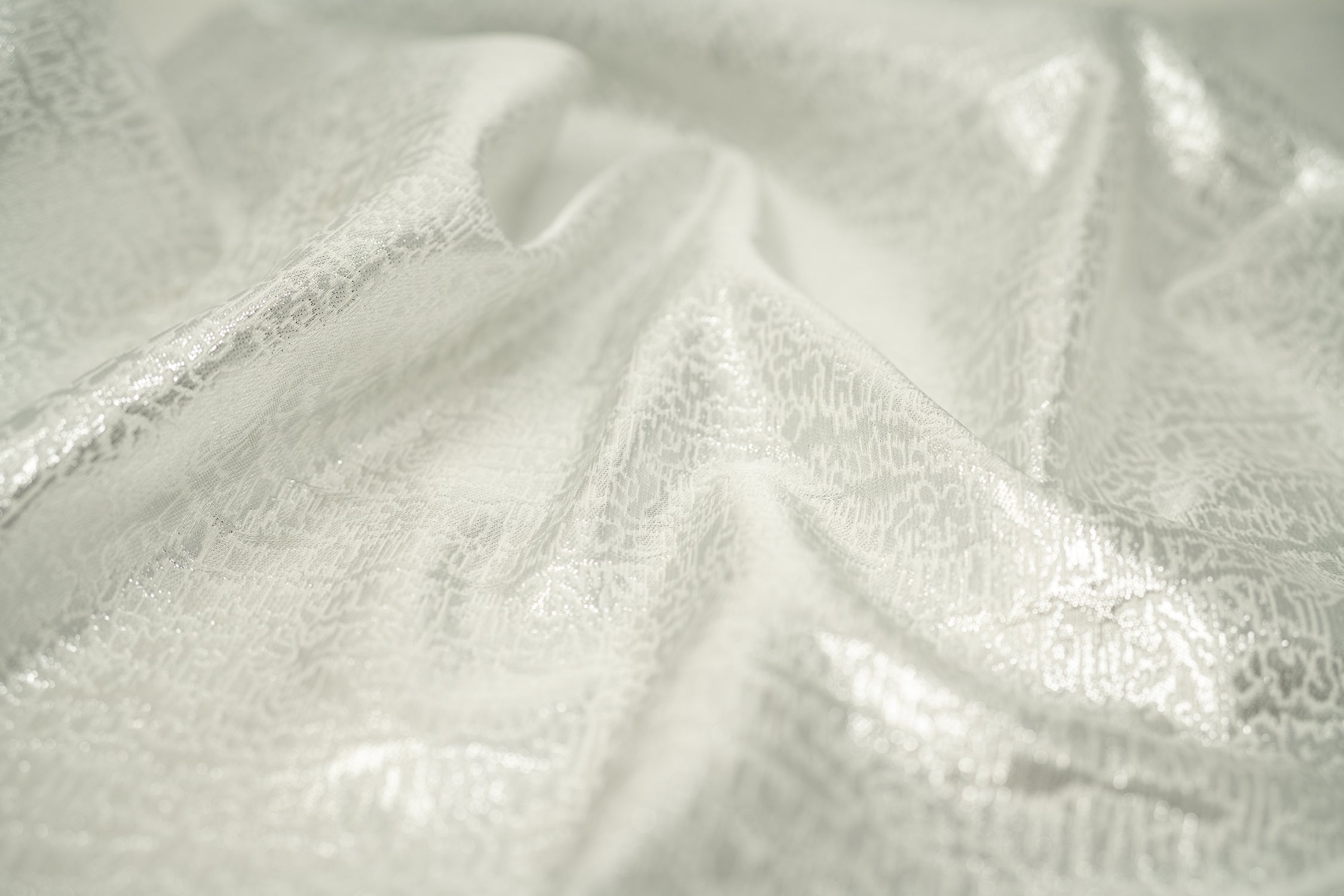 Snow Storm Metallic Brocade Fabric | Blue Moon Fabrics