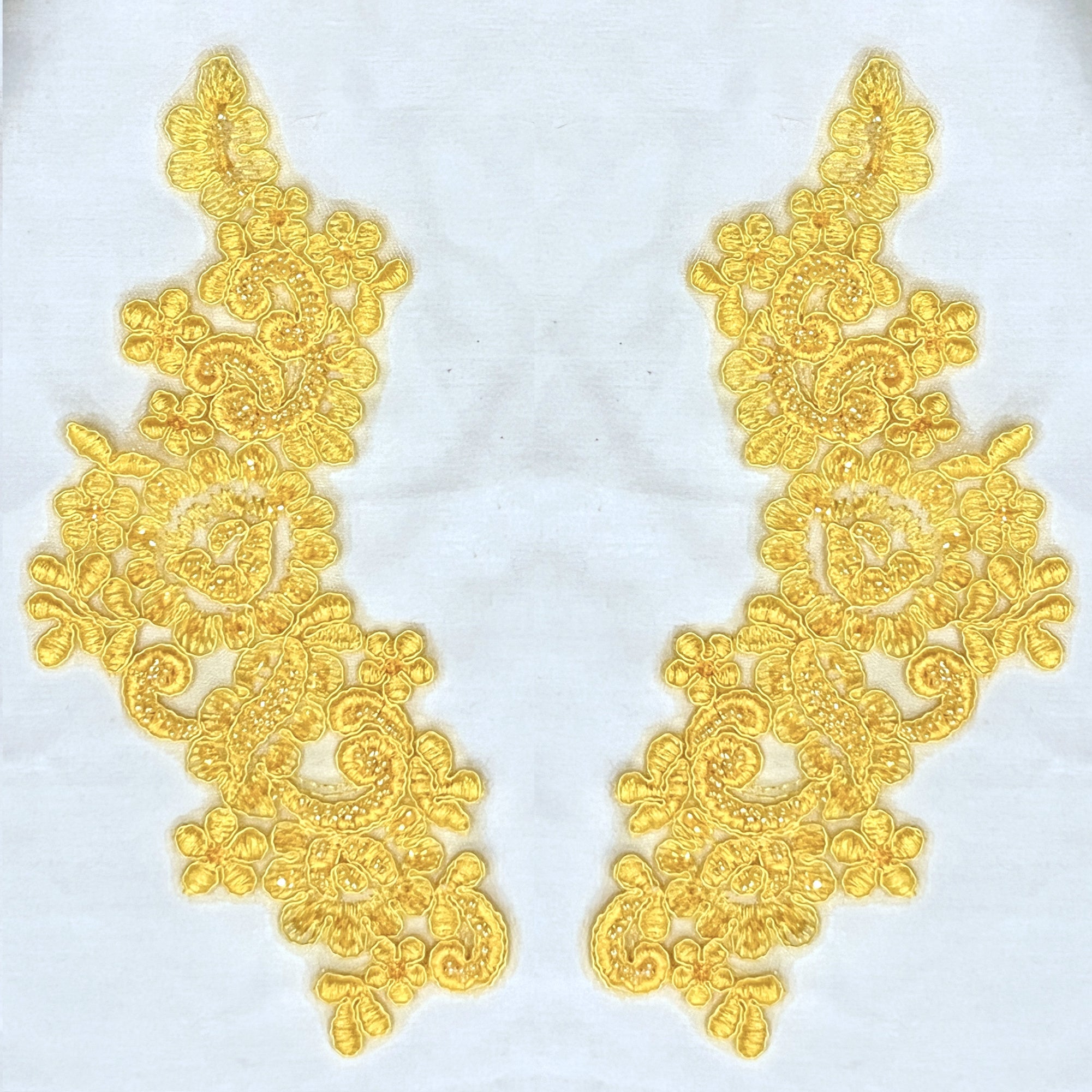 Beaded & Corded Floral Lace Applique Embroidered on 100% Polyester | Lace USA - KZ-25-HB