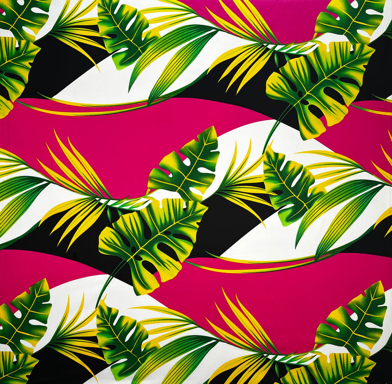 Split Leaf & Palm Cotton Poplin Fabric | Islands Fabric