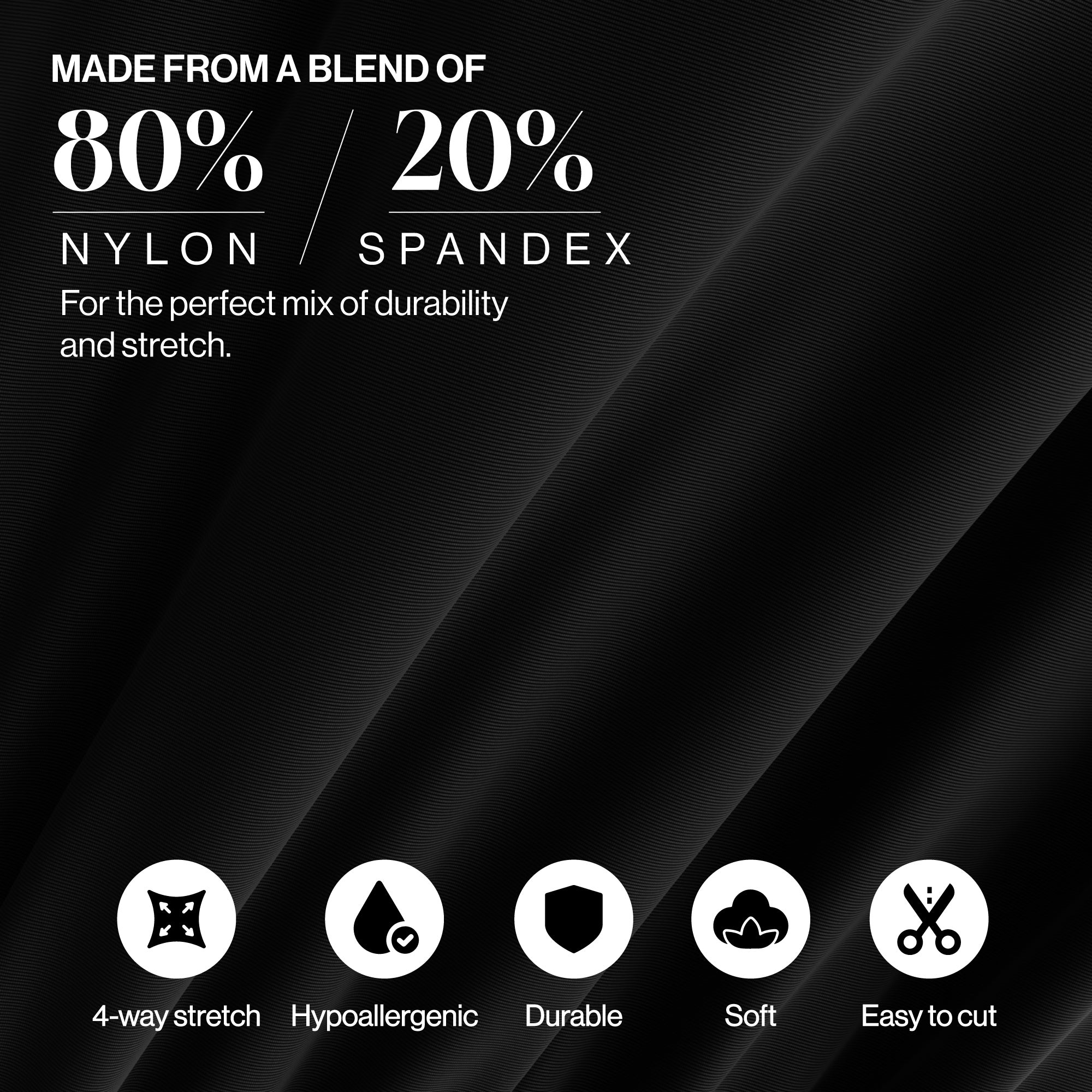 Nylon Spandex Swimwear Tricot Fabric | Black | 4 Way Stretch