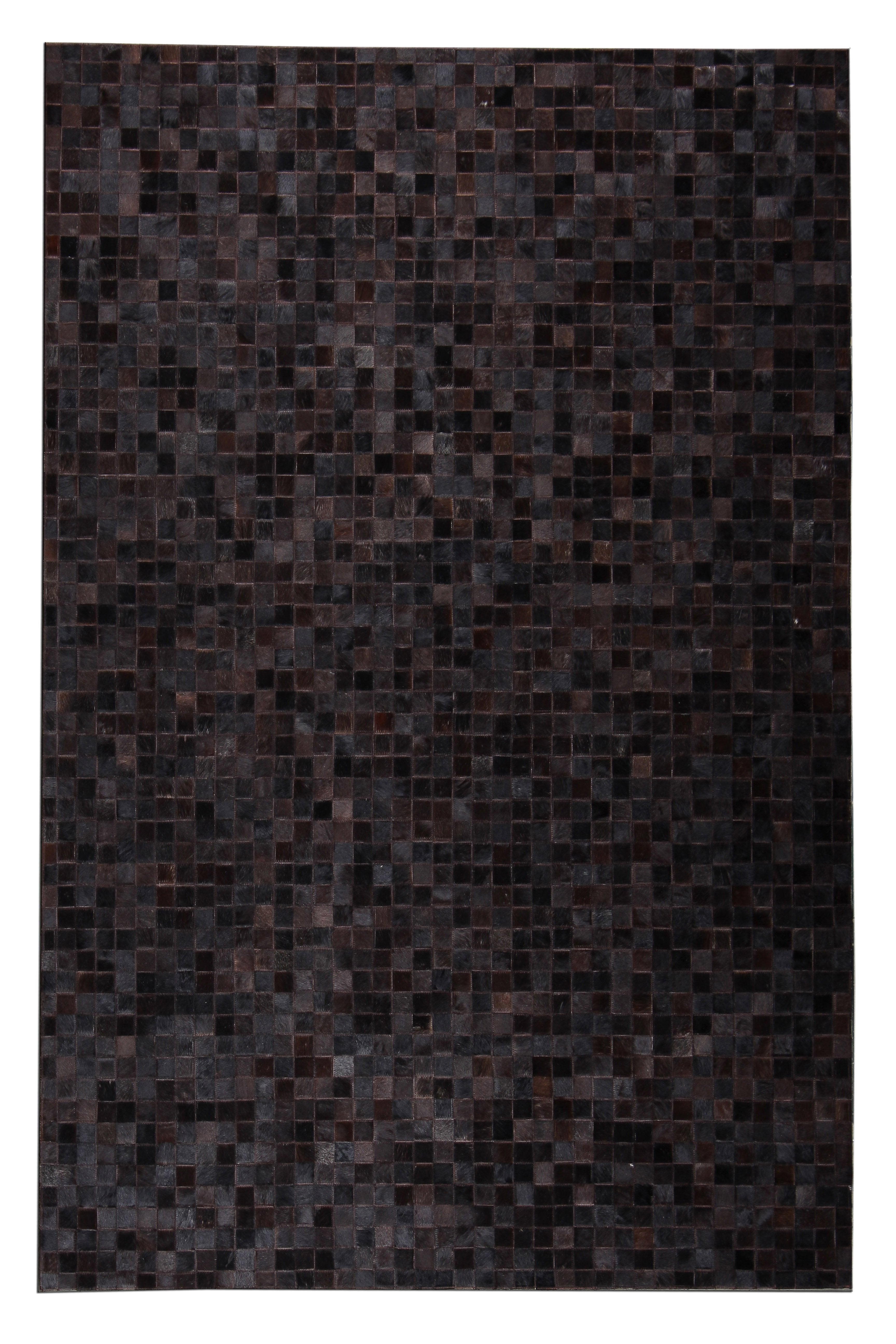 Natural Cowhide Leather Patchwork Tile Area Rug