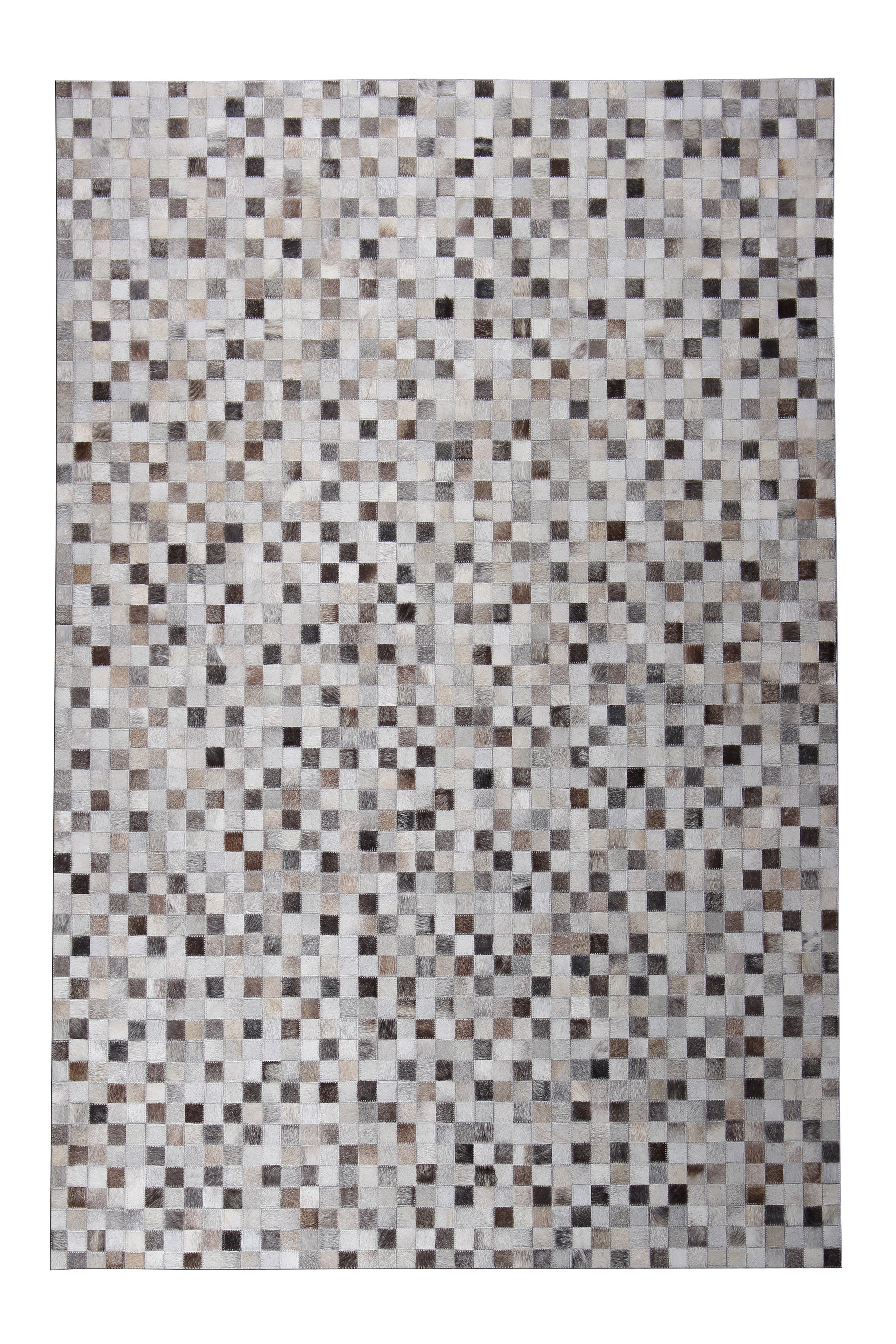Natural Cowhide Leather Patchwork Tile Area Rug