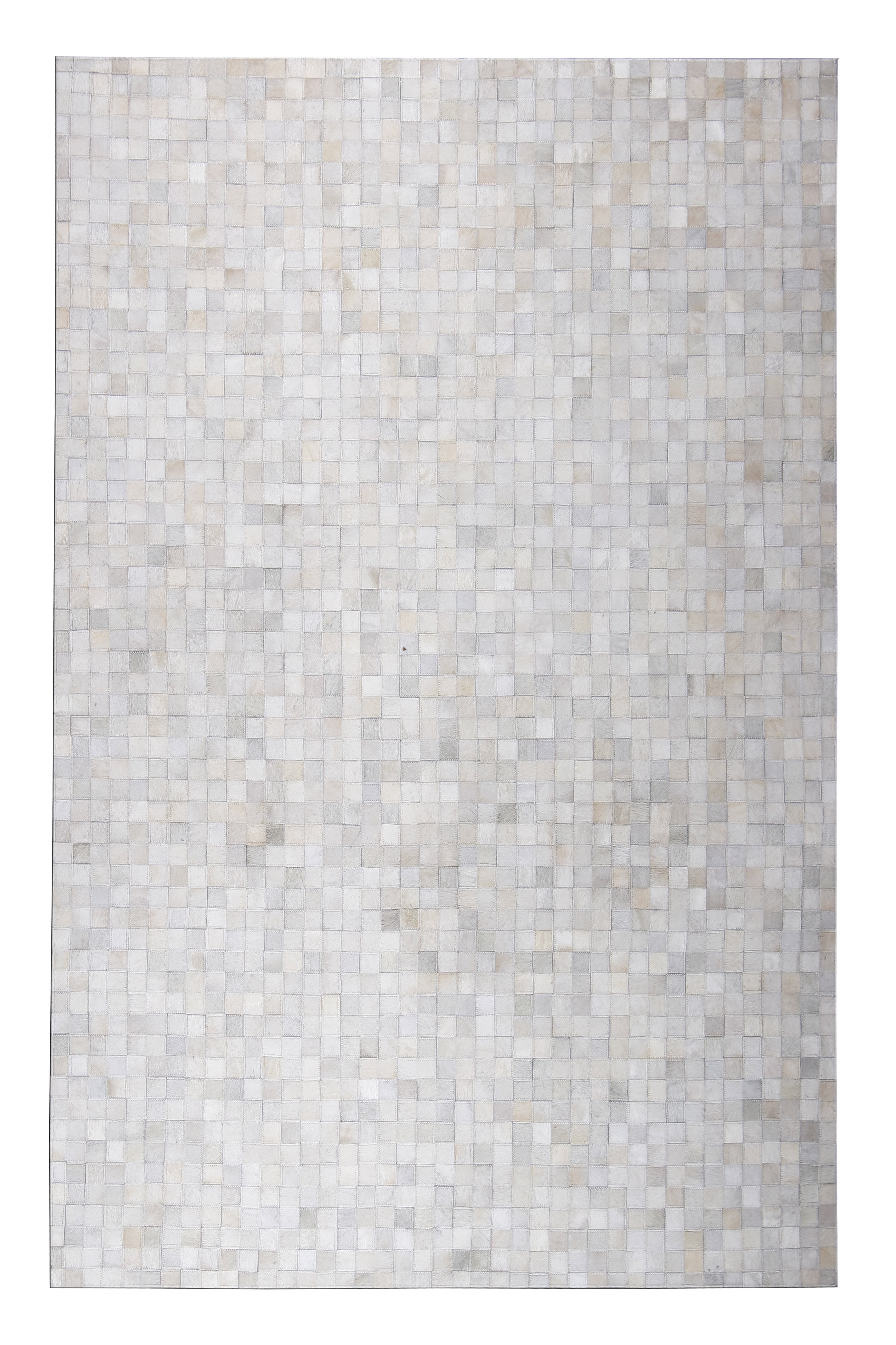Natural Cowhide Leather Patchwork Tile Area Rug