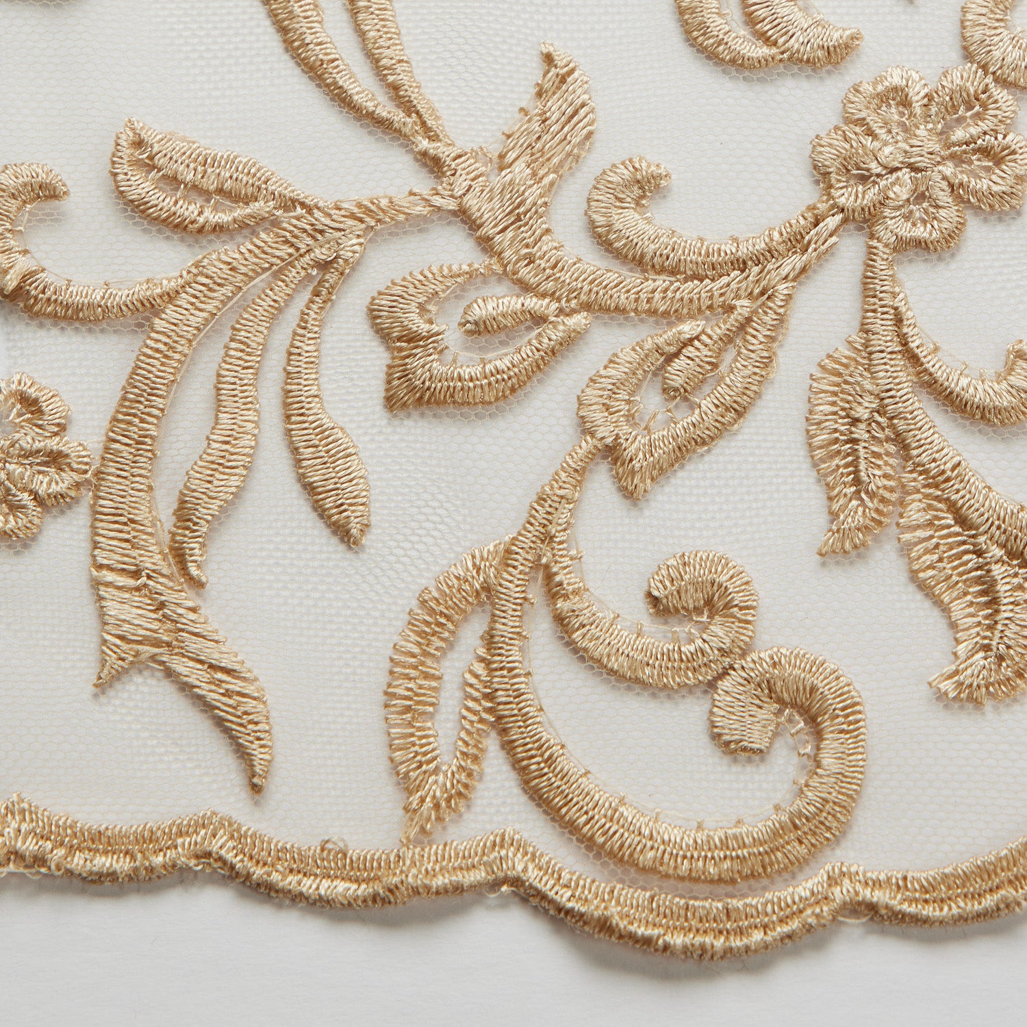 TULLE WITH EMB 100% POLYESTER 50/52" Gold - Exquisite Fabrics