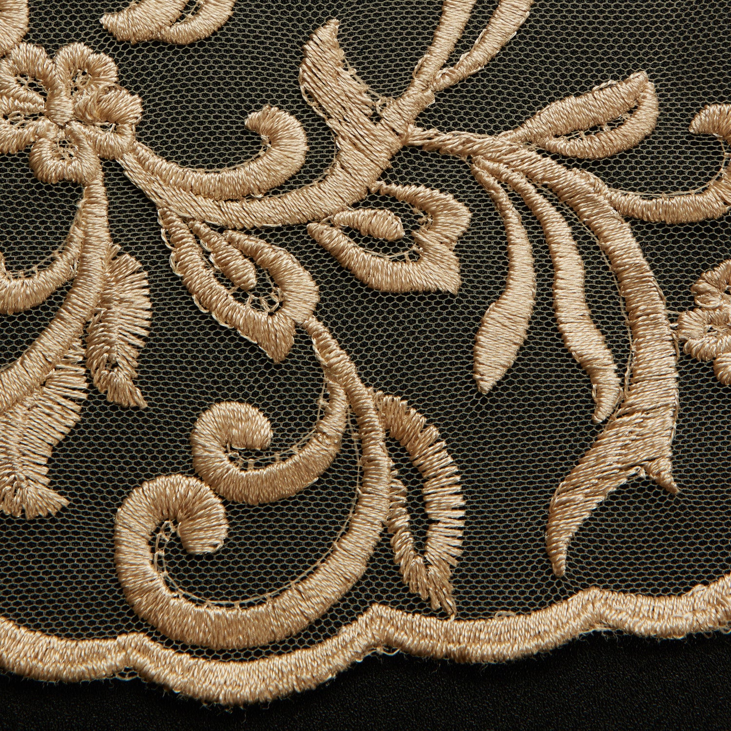 TULLE WITH EMB 100% POLYESTER 50/52"  Gold - Exquisite Fabric