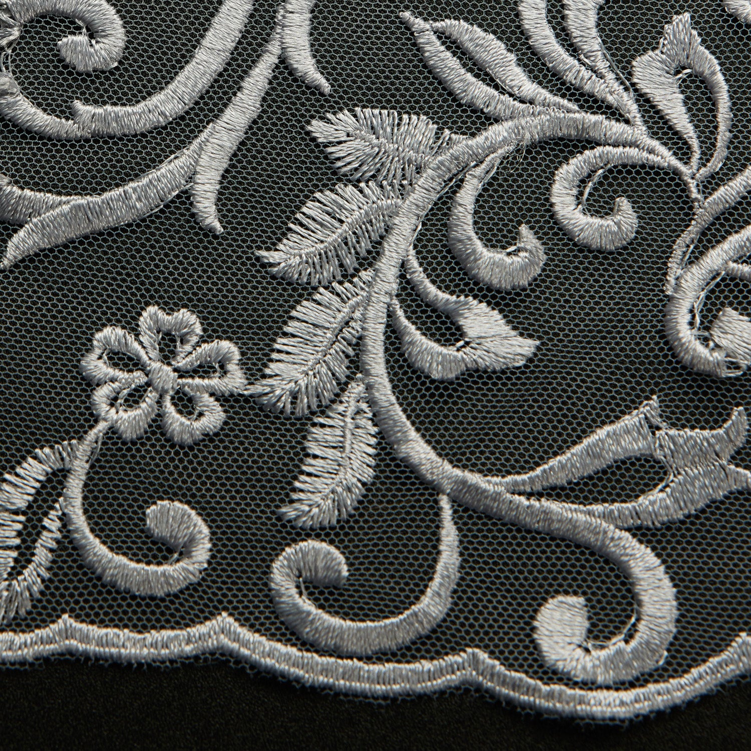 TULLE WITH EMB 100% POLYESTER 50/52" Gray - Exquisite Fabrics