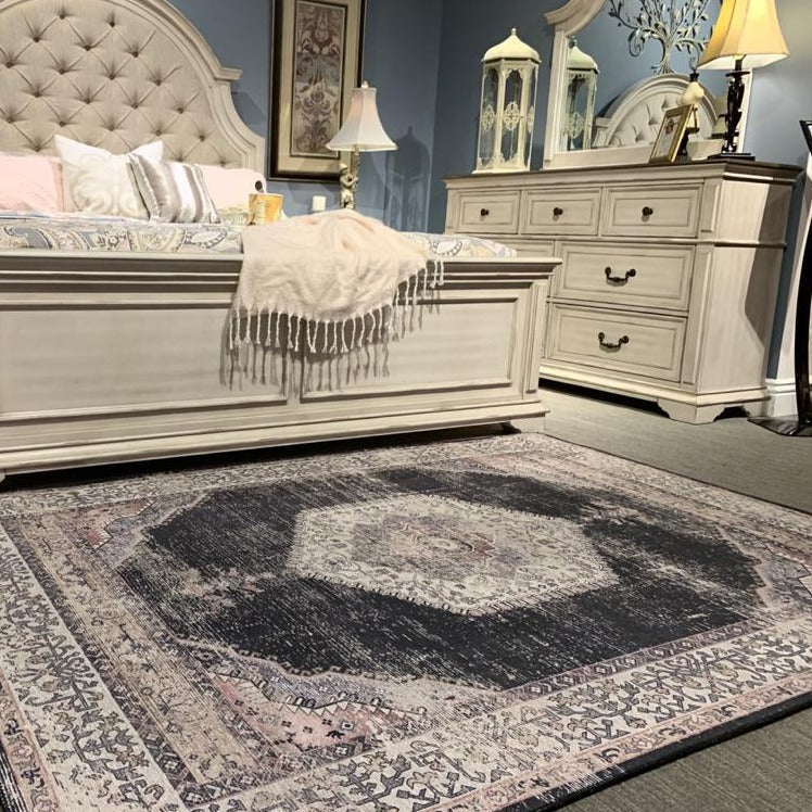 Medallion Vintage Faded Print Style Area Rug/ Carpet