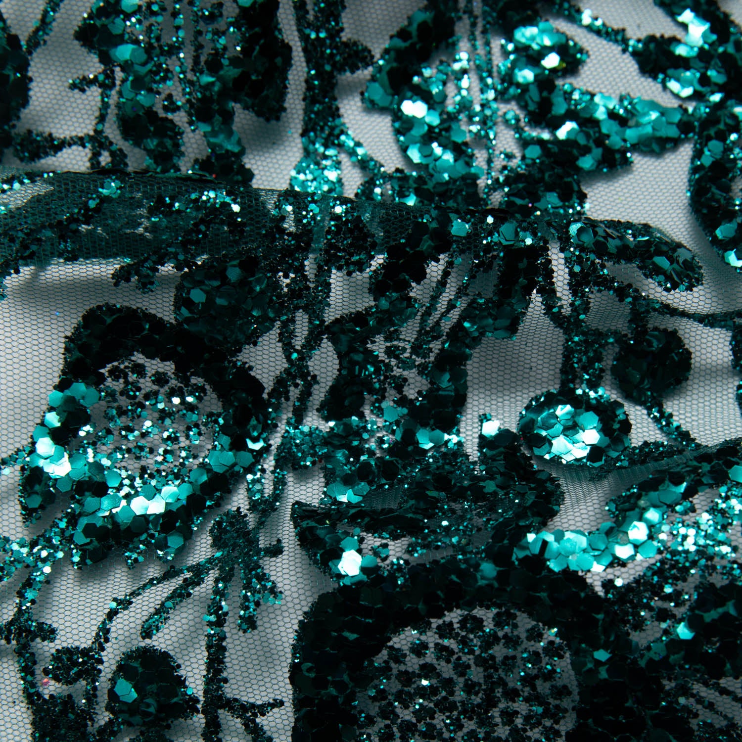 Tulle Lace Fabric with Glitter and Floral Pattern 58" Wide | Exquisite Fabric