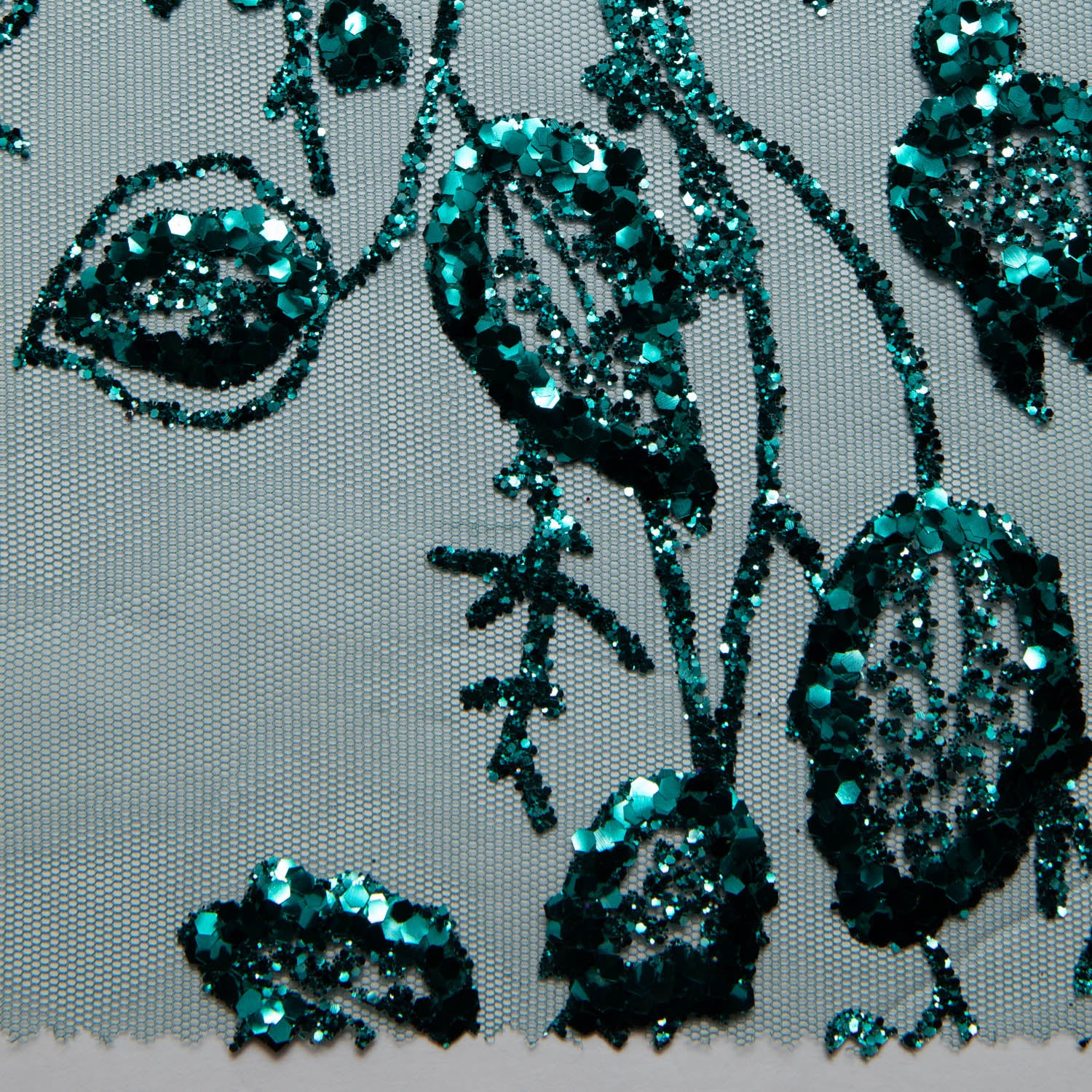 Tulle Lace Fabric with Glitter and Floral Pattern 58" Wide | Exquisite Fabric