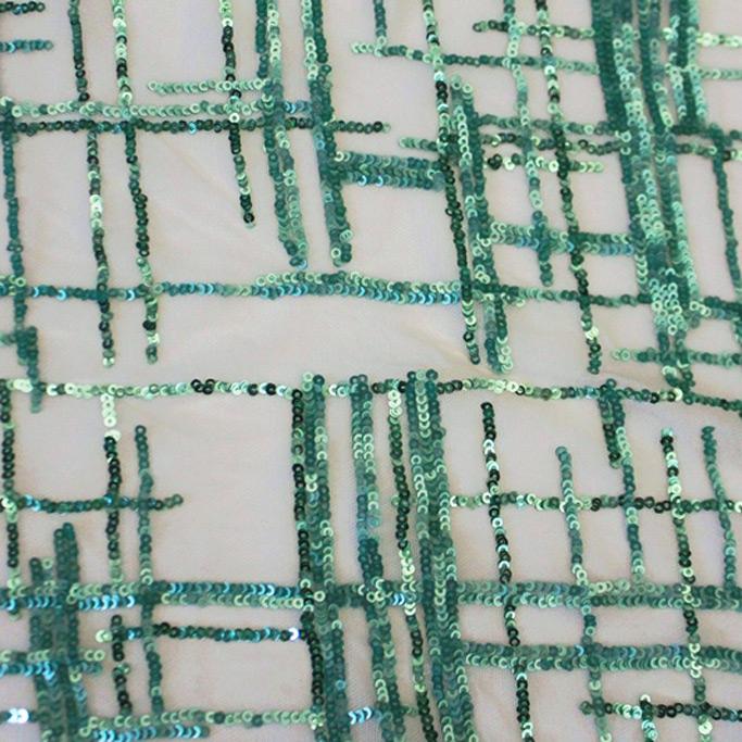 Thin Plaid Stretch Mesh Sequin Fabric | Blue Moon Fabrics