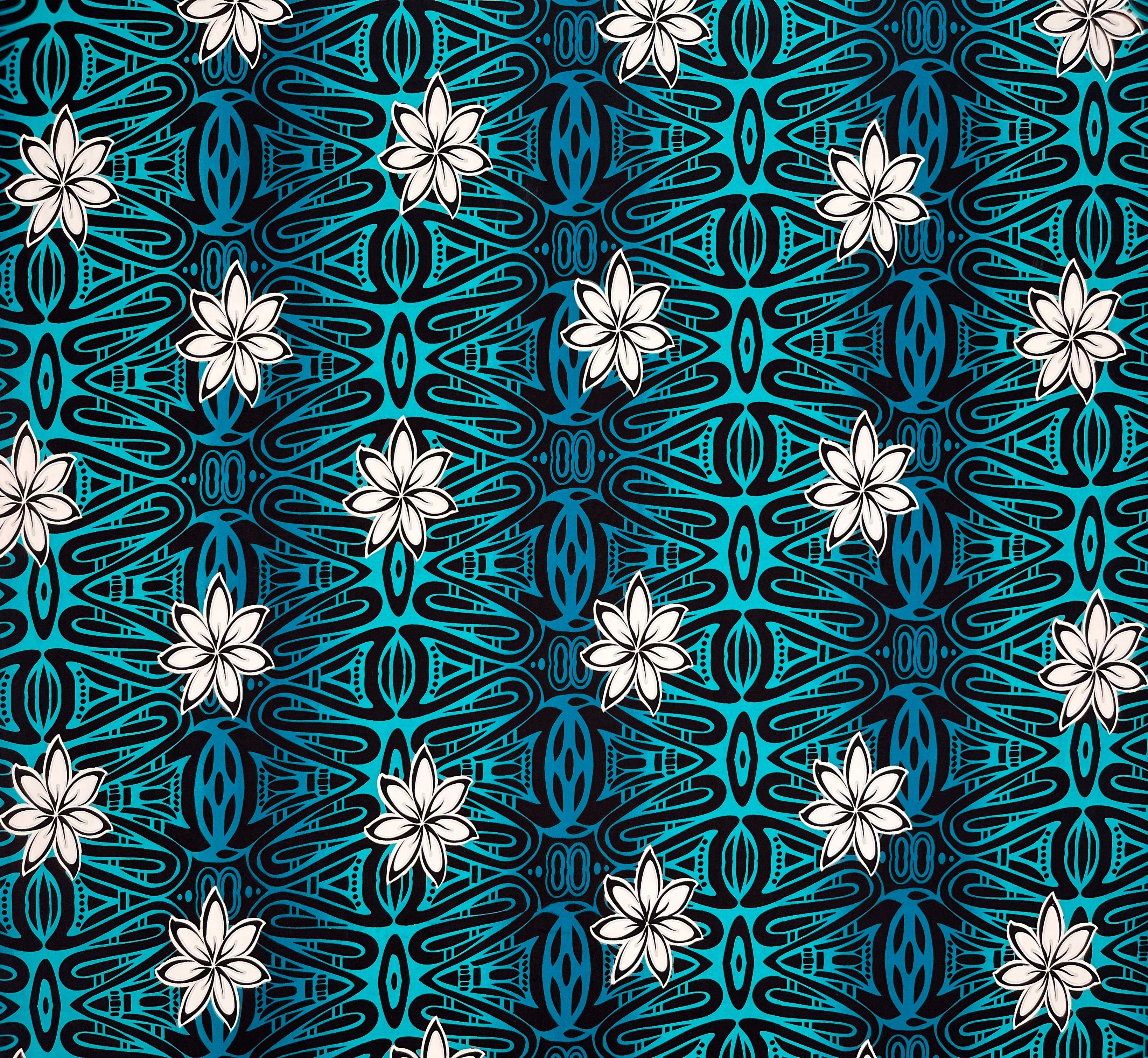 Tiare Polynesian Geometric Design Cotton Fabric | Islands Fabric
