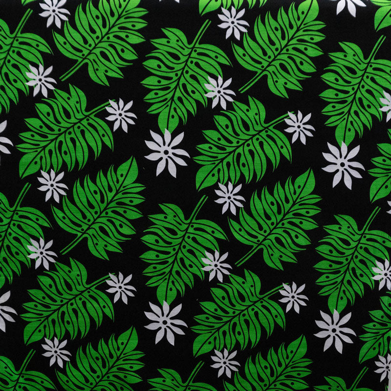 Tiare & Split Leaf Cotton Fabric | Light Barkcloth