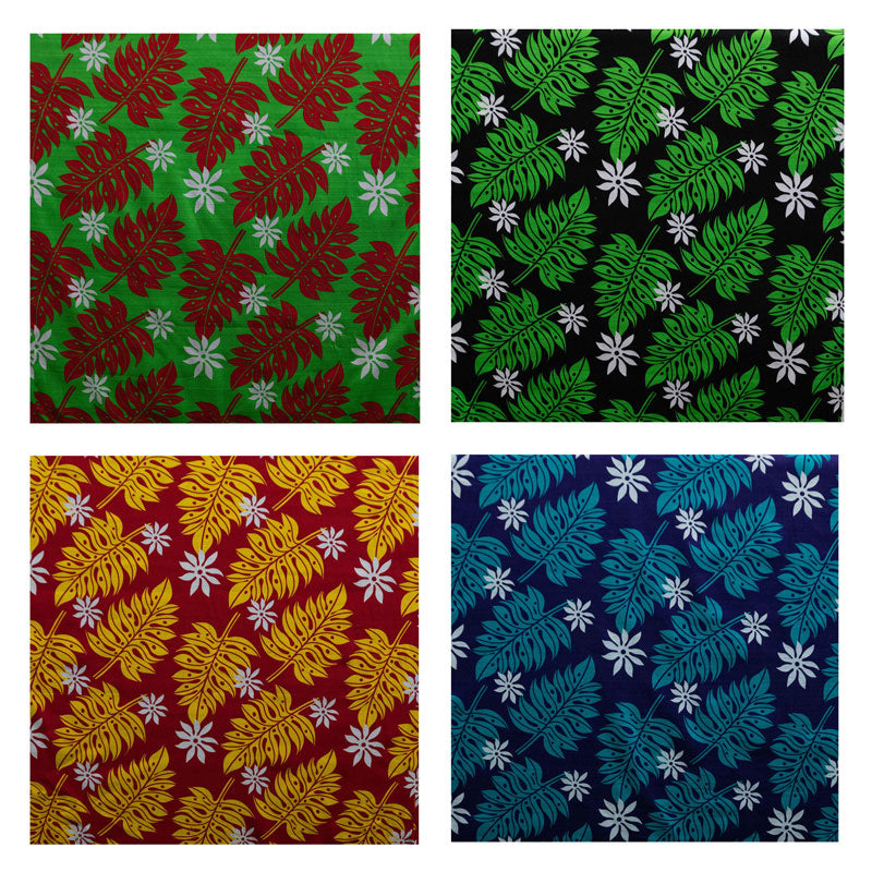 Tiare & Split Leaf Cotton Fabric | Light Barkcloth