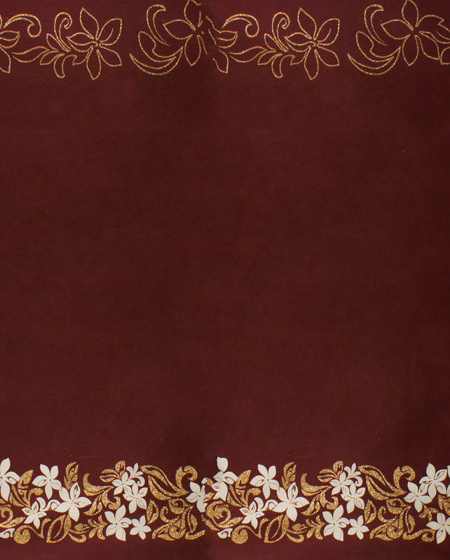Tiare & Swirls Double Border Polyester Glitter Fabric | Islands Fabric