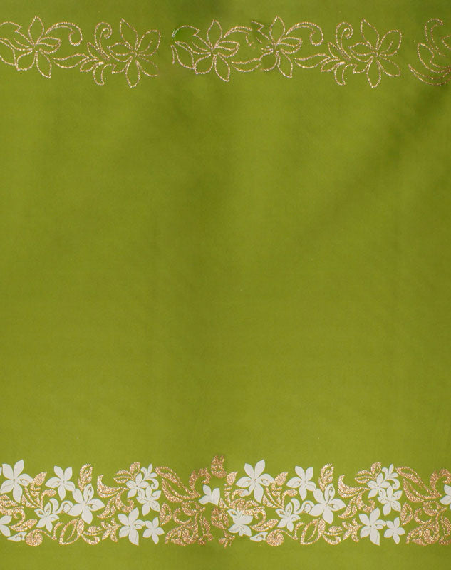 Tiare & Swirls Double Border Polyester Glitter Fabric | Islands Fabric