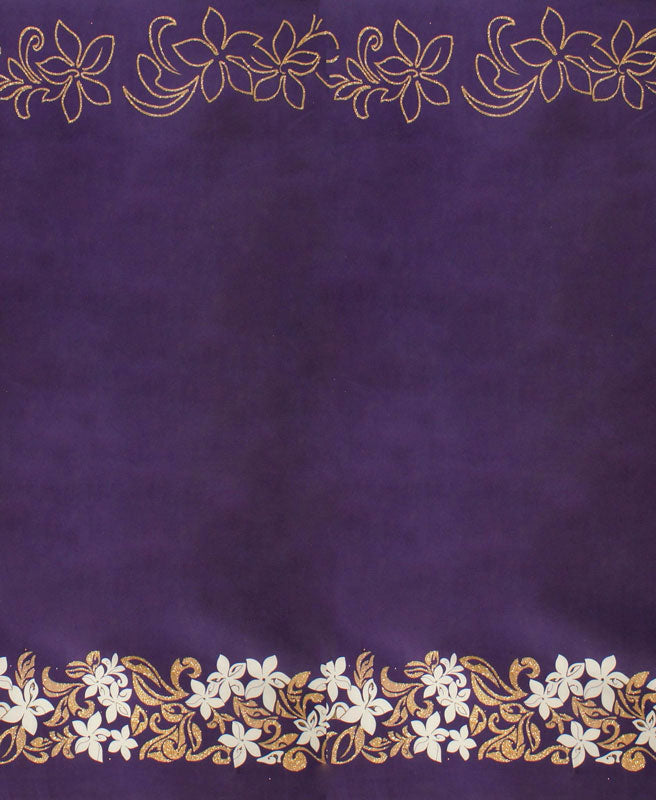 Tiare & Swirls Double Border Polyester Glitter Fabric | Islands Fabric
