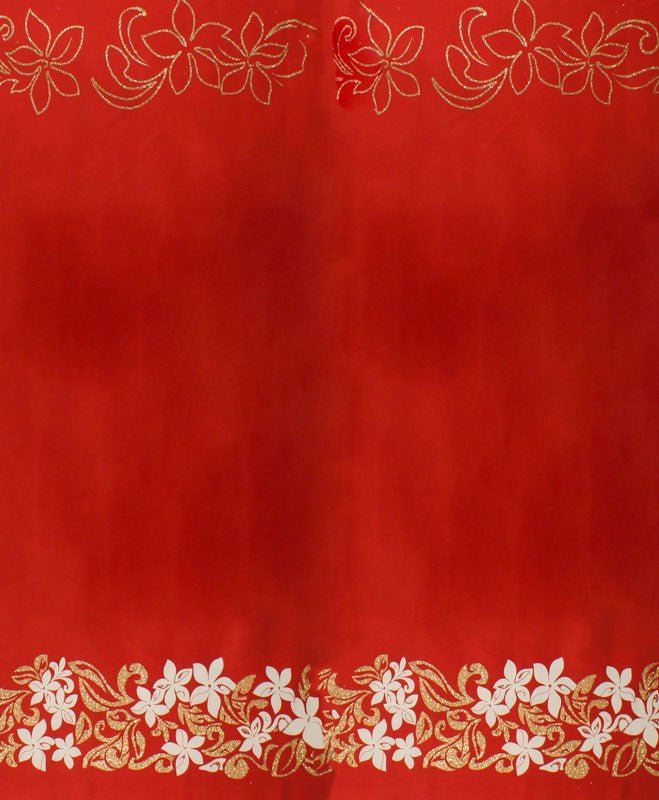 Tiare & Swirls Double Border Polyester Glitter Fabric | Islands Fabric