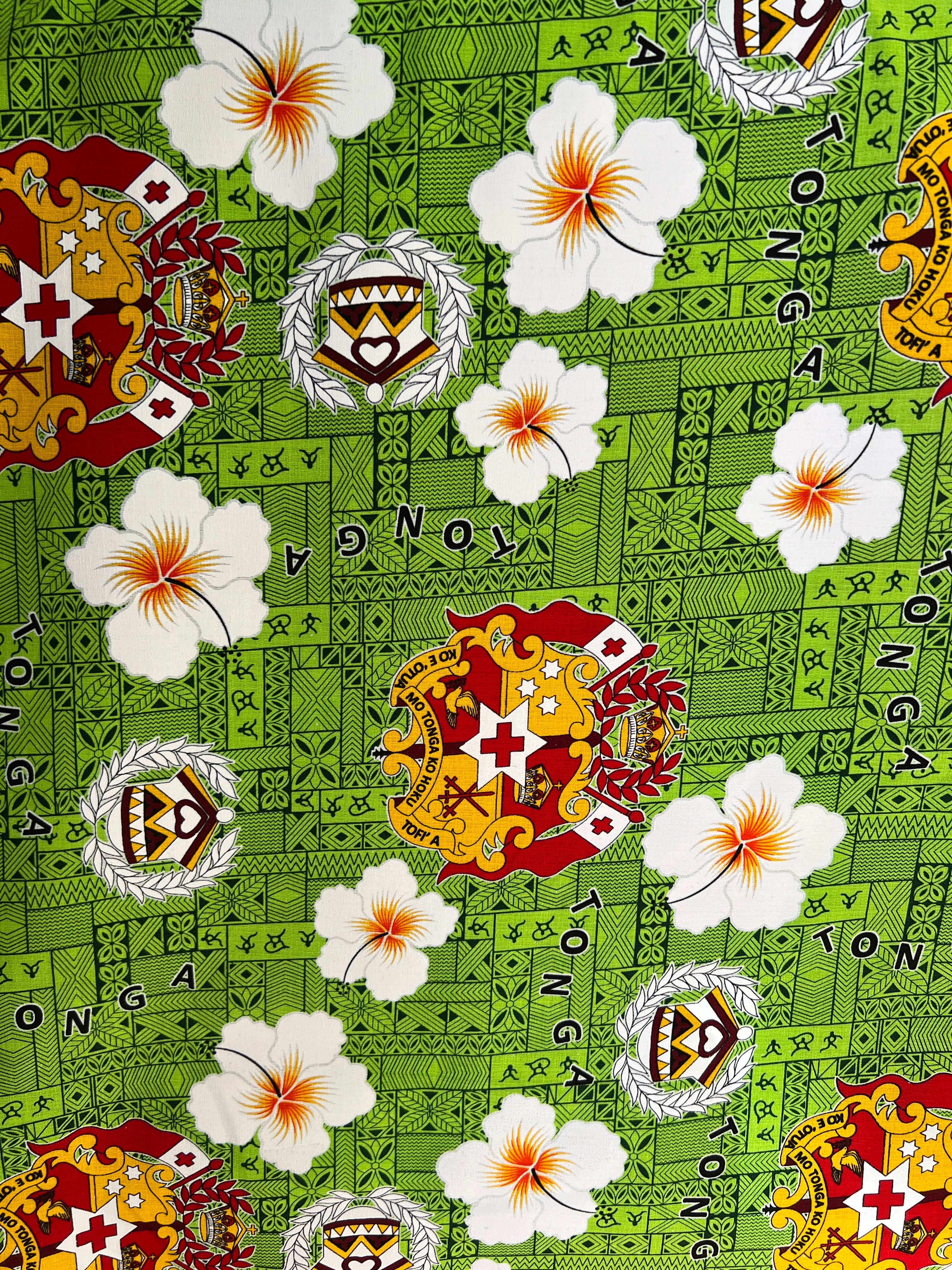 Tonga Seal Hibiscus All Over Design Cotton Light Barkcloth Fabric | Islands Fabric