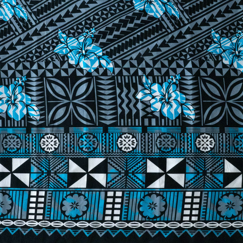 Traditional Polynesian Geometric Flower Design Cotton Fabric | Islands Fabric