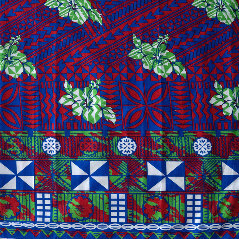 Traditional Polynesian Geometric Flower Design Cotton Fabric | Islands Fabric